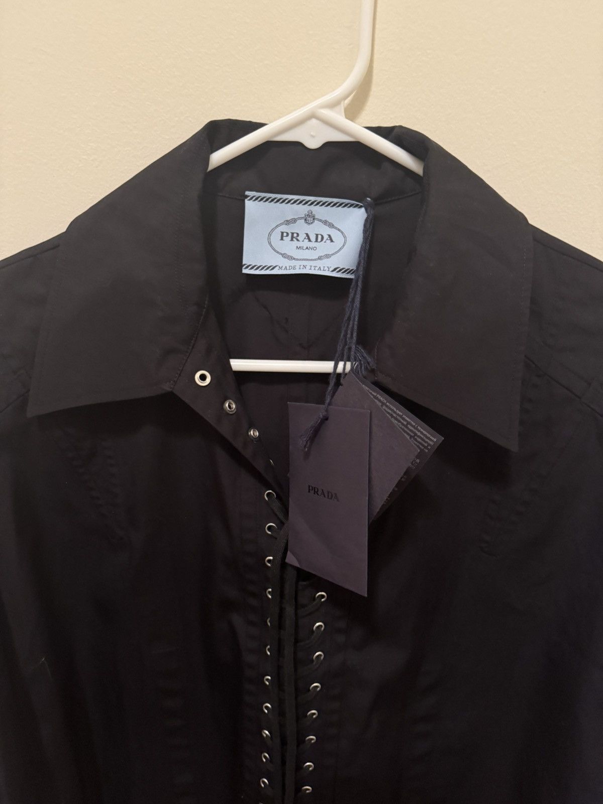 Prada Cotton Poplin Lace Up Shirt