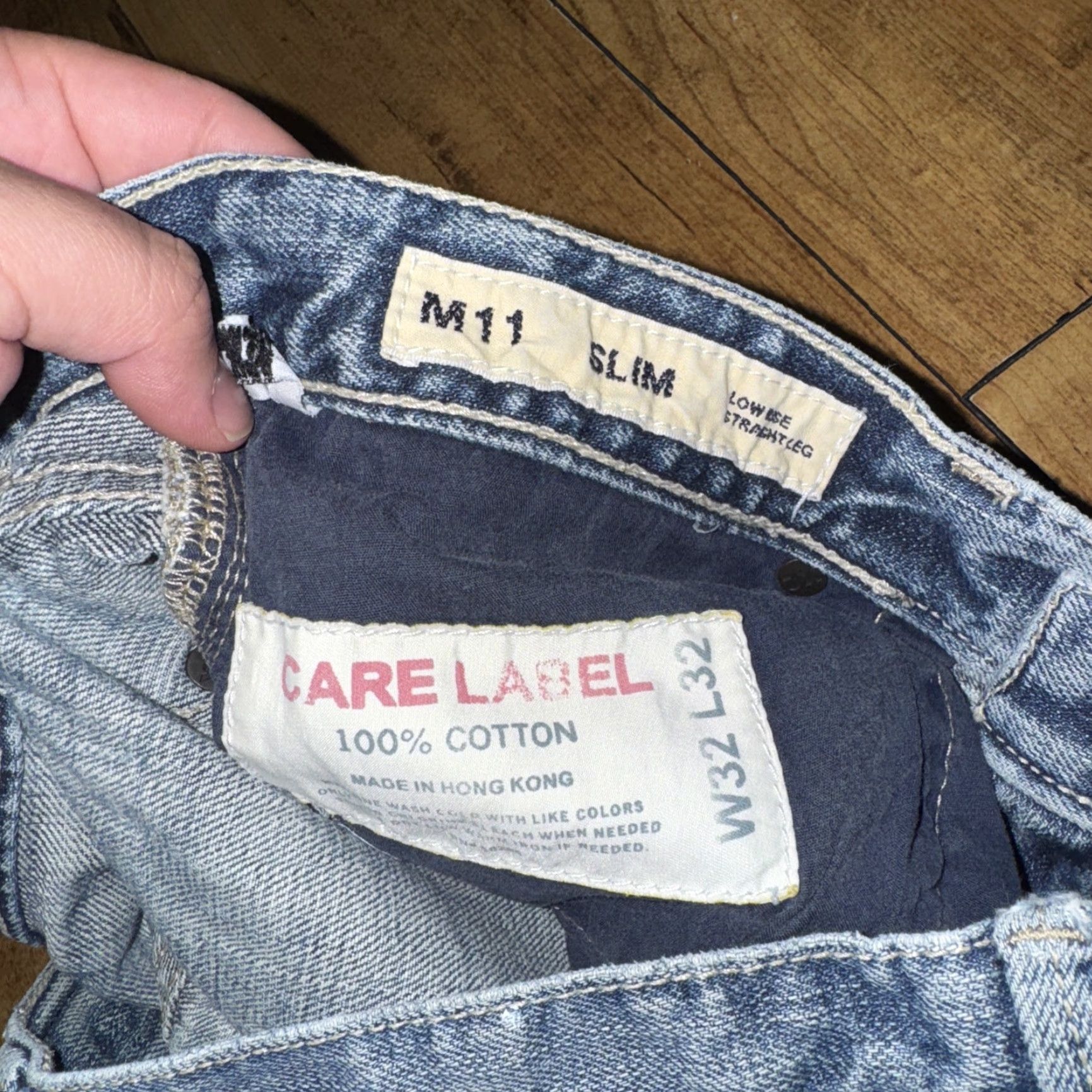 Denime VINTAGE X2 Quality Denim M11 Low Rise Straight Leg Jeans Mens 33 32 Blue Distressed Denim Workwear Size US 33 - 7 Thumbnail
