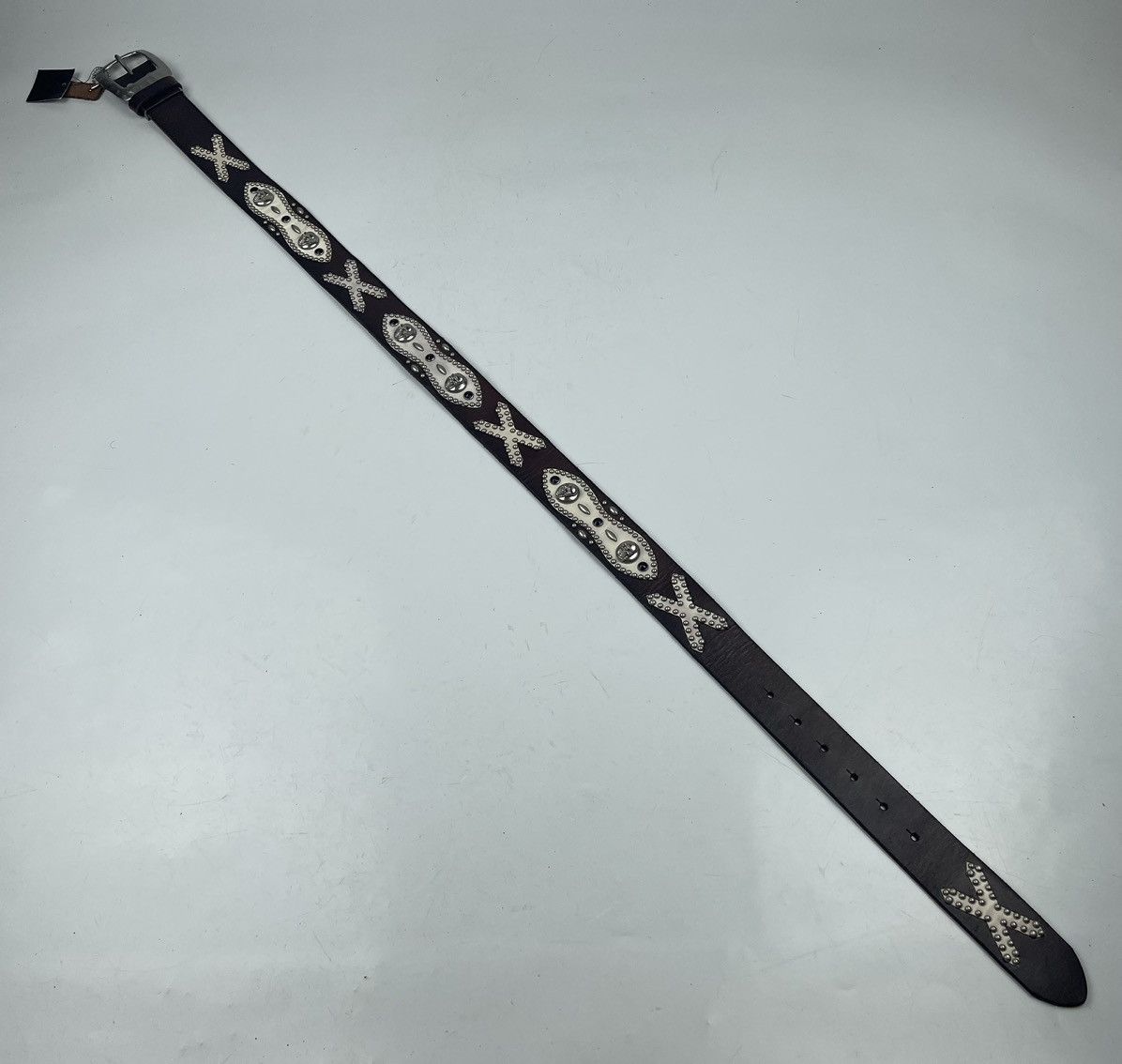 Japanese Brand studded skulls leather belt tc11 Size 38 - 2 Thumbnail