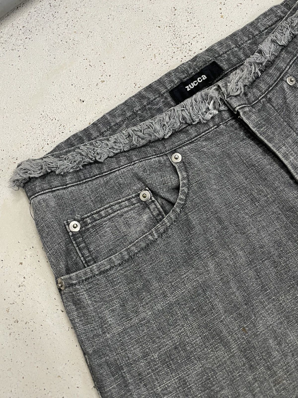 Issey Miyake Zucca Vintage Waist Wide Leg Flare Denim Paint Mark Size US 29 - 8 Thumbnail
