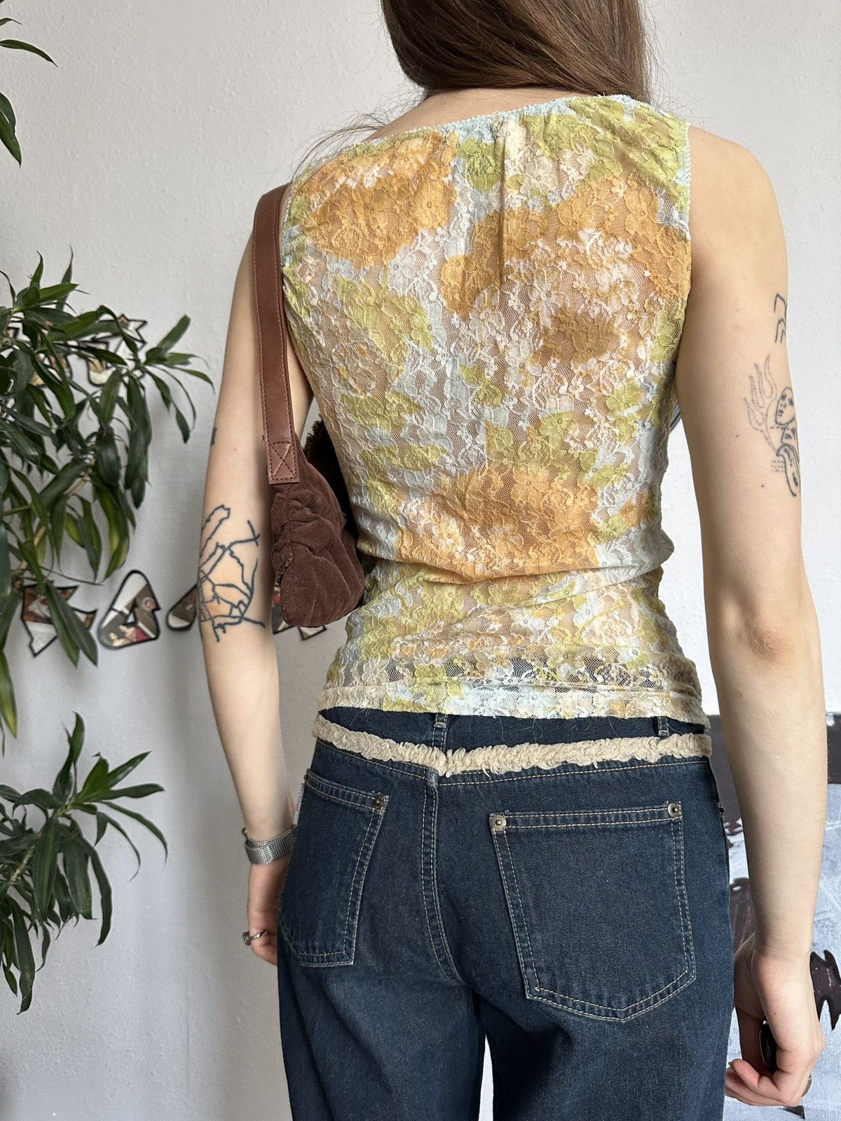 Vintage Vintage Fairy Core Mesh Lace Up Floral Pattern Blouse Size M / US 6-8 / IT 42-44 - 5 Thumbnail
