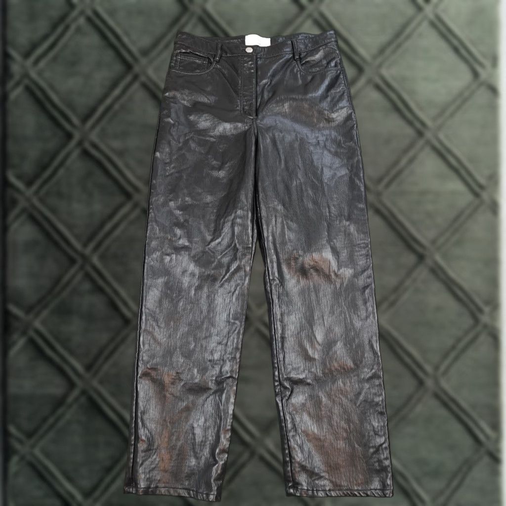 Vintage Wilfred The Melina Pants Womens 10 Black High Rise Faux Leather Straight Leg Pants Size 32" / US 10 / IT 46 - 1 Thumbnail