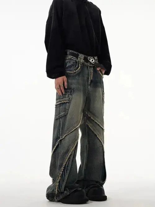 Japanese Brand Retro heavy-duty stitching raw edge micro-flared jeans Size US 32 / EU 48 - 4 Thumbnail