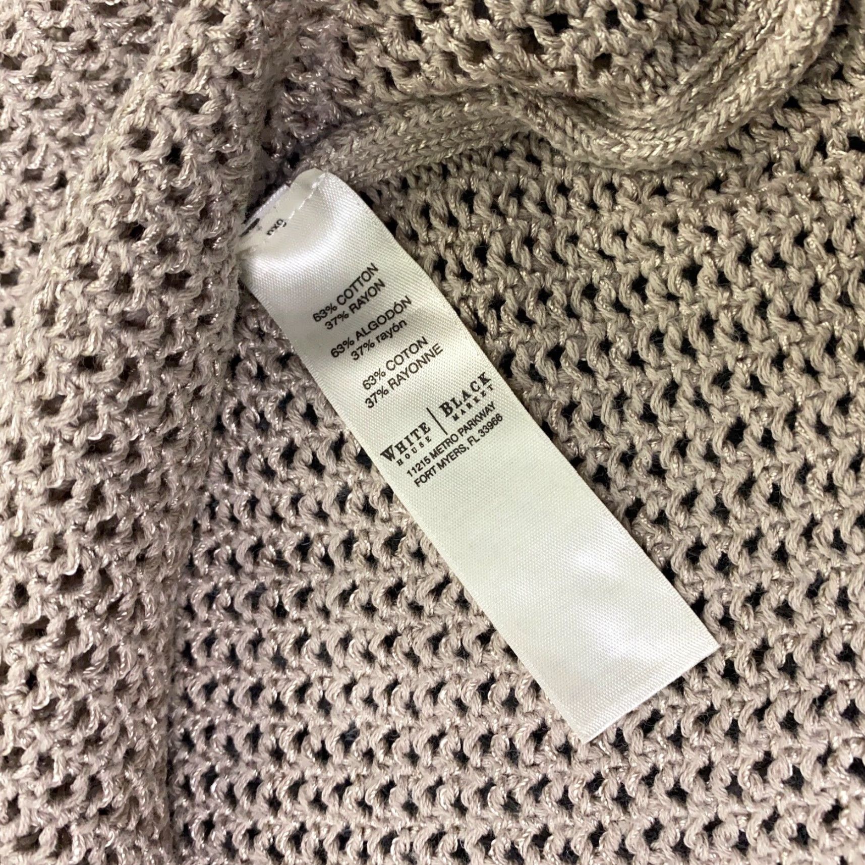 White House Black Market VINTAGE White House Black Market Womens Sweater XS Beige Open Knit Side Slit 3/4 Sleeves Size XS / US 0-2 / IT 36-38 - 7 Thumbnail