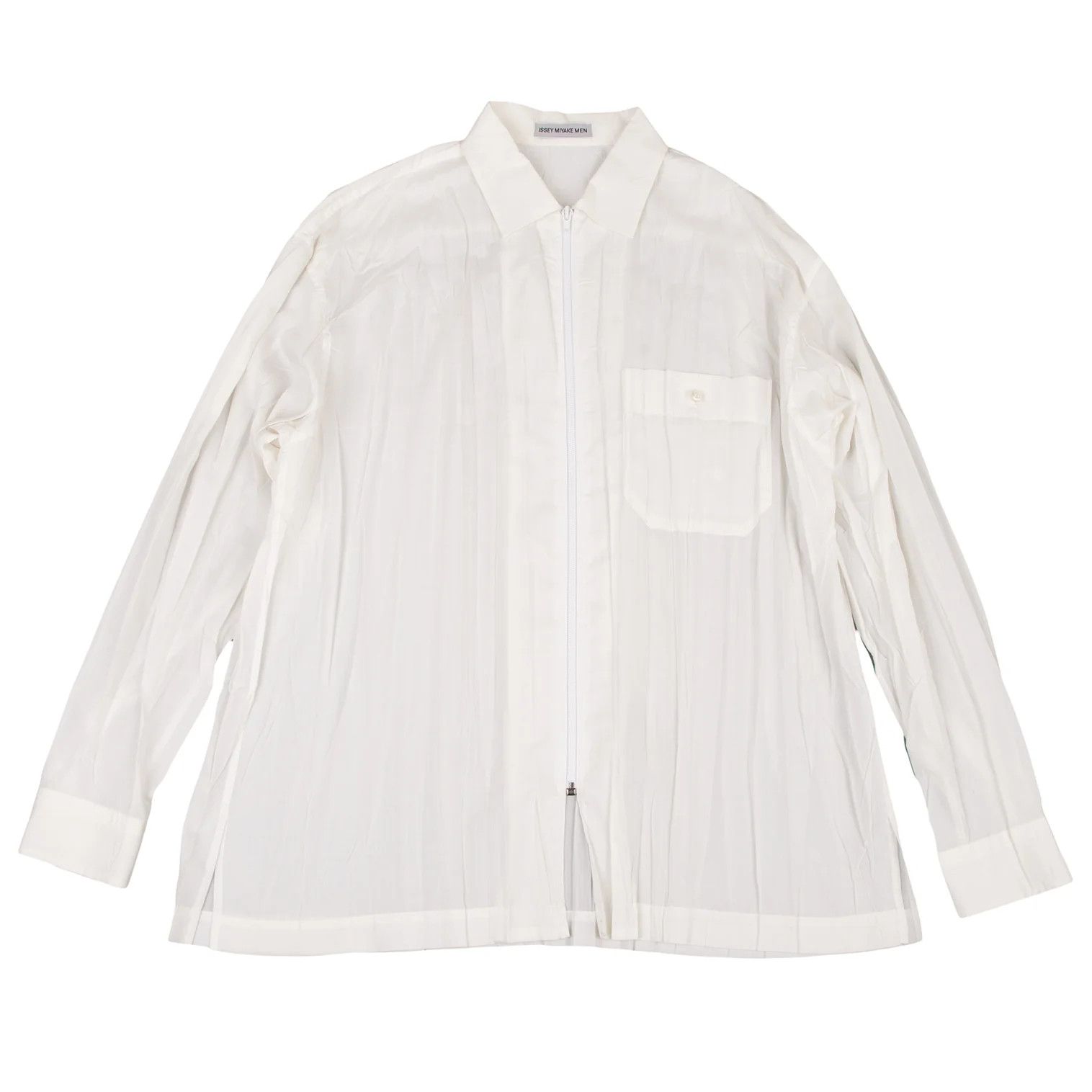 Issey Miyake Pleats Zip Shirt in White XL Size US XL / EU 56 / 4 - 1 Thumbnail