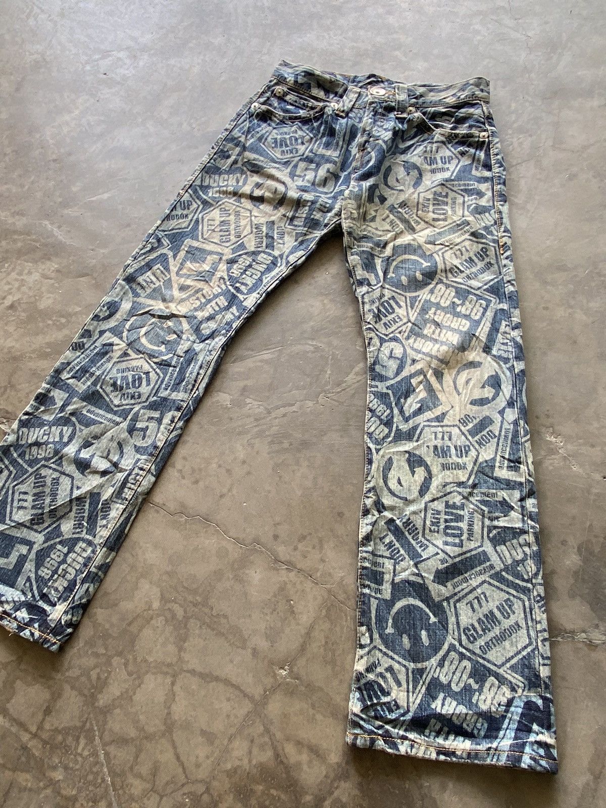 Hysteric Glamour × Japanese Brand × Tornado Mart 💥last call💥Japanese Co & Lu Jeans Fully Printed Glam Up 🔥 Size US 29 - 2 Thumbnail