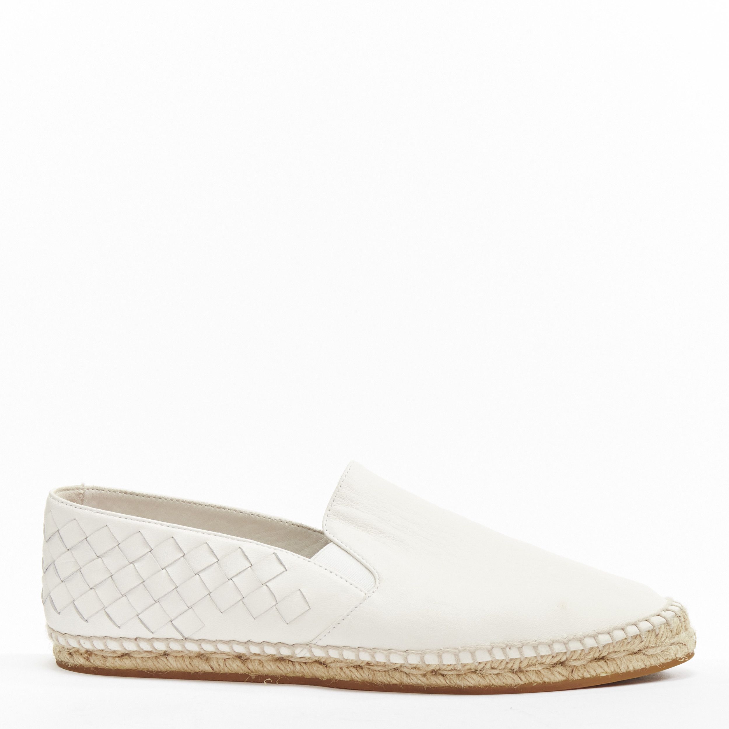Bottega Veneta BOTTEGA VENETA white intrecciato woven leather espadrille flats shoes EU37 Size US 7 / IT 37 - 1 Thumbnail