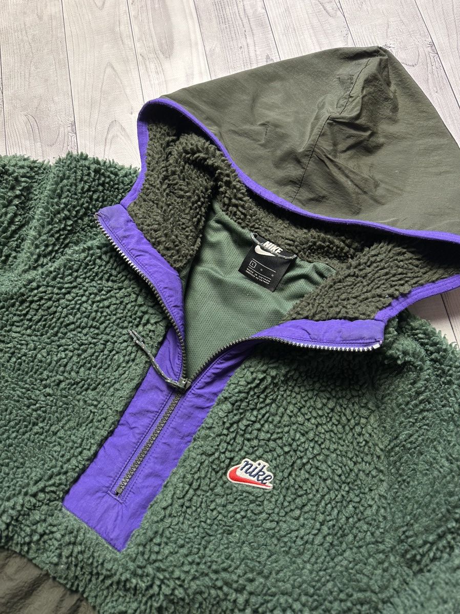 Nike × Vintage Nike Fleece jacket anorak Sherpa green rare size L logo Size US L / EU 52-54 / 3 - 3 Thumbnail