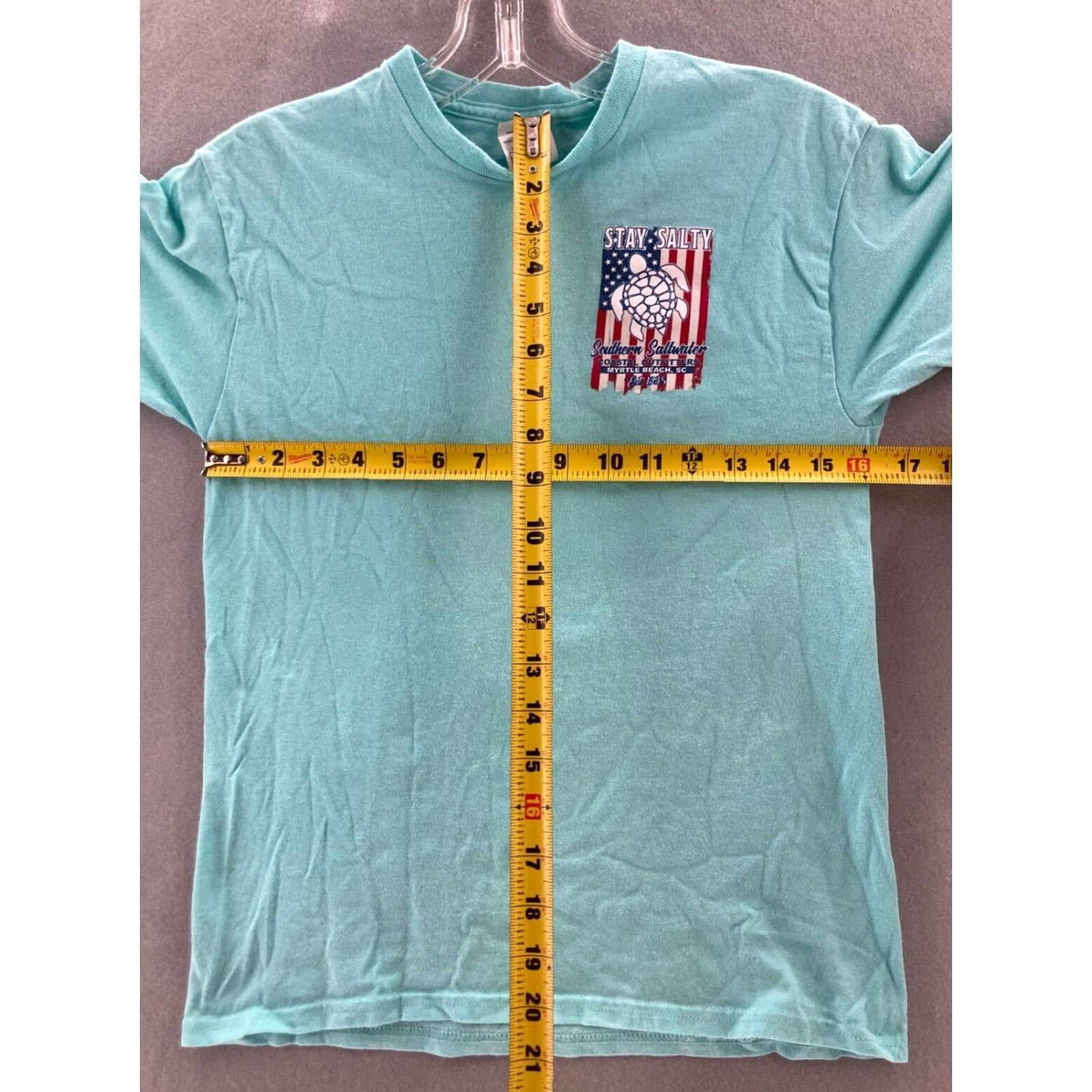 Delta Delta Shirt Mens Large Stay Salty Southern Saltwater Myrtle Beach Teal Size US L / EU 52-54 / 3 - 6 Thumbnail
