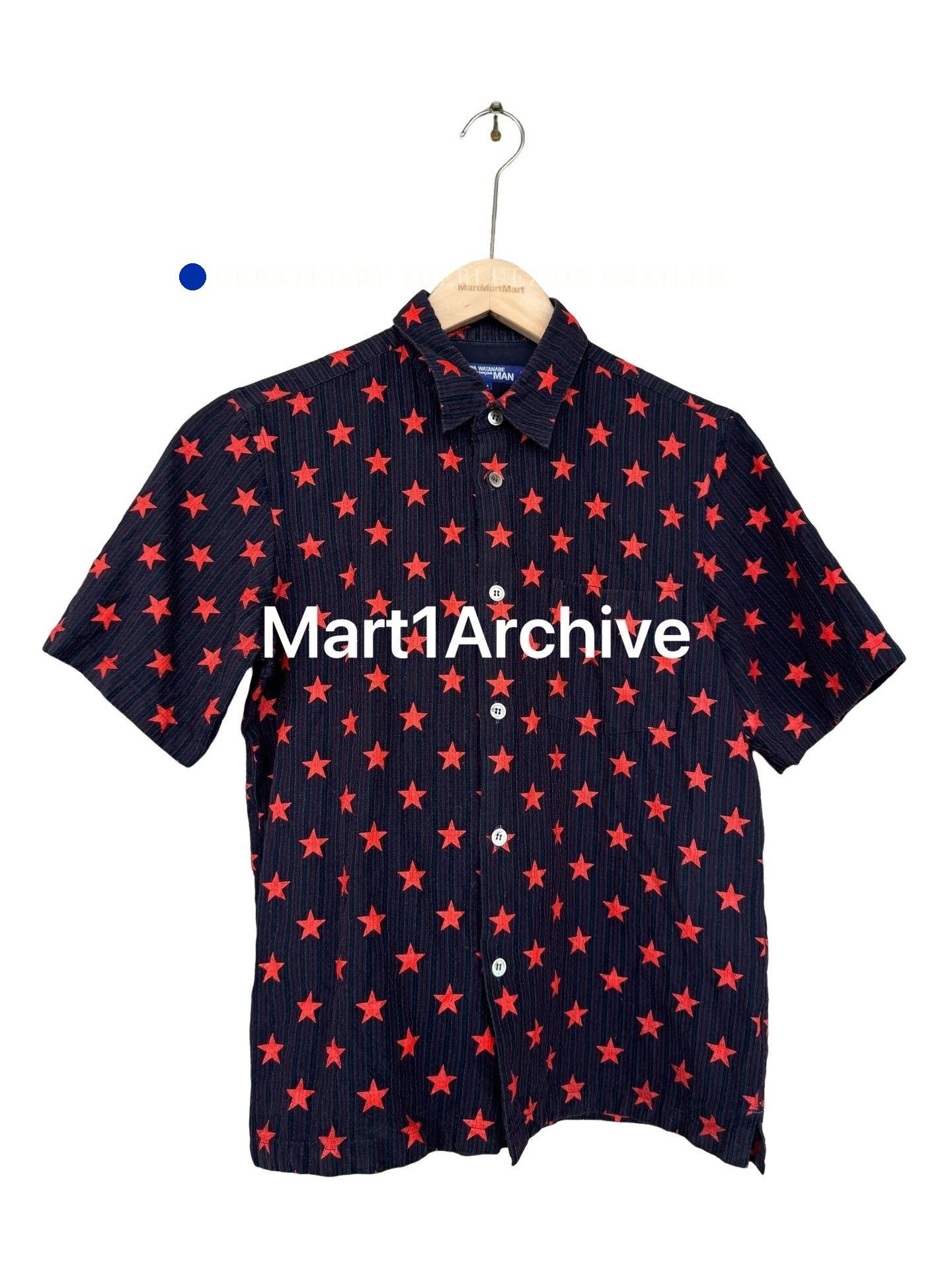 Junya Watanabe Black Short Sleeve Star Print Button-Up Shirt Size US M / EU 48-50 / 2 - 1 Thumbnail