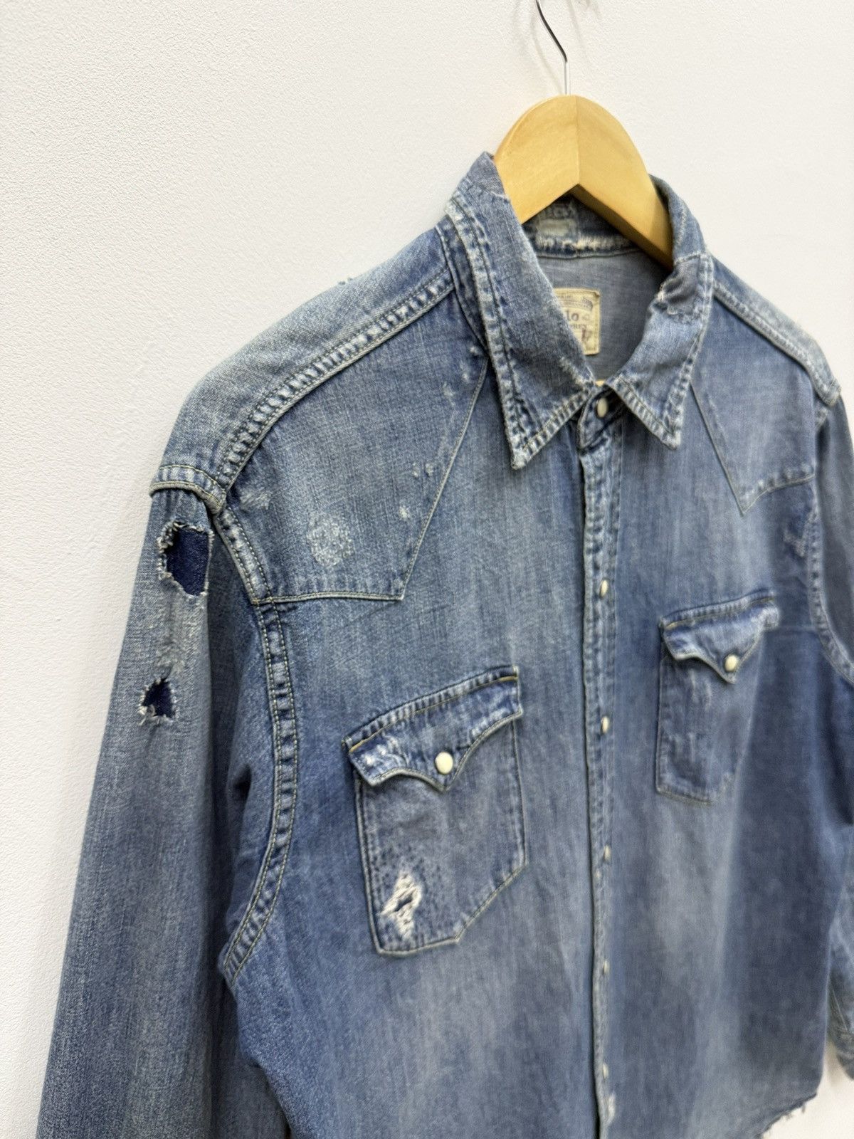 RRL Ralph Lauren Ralph Lauren RRL Distressed Cowboy Shirt Size US L / EU 52-54 / 3 - 10 Thumbnail