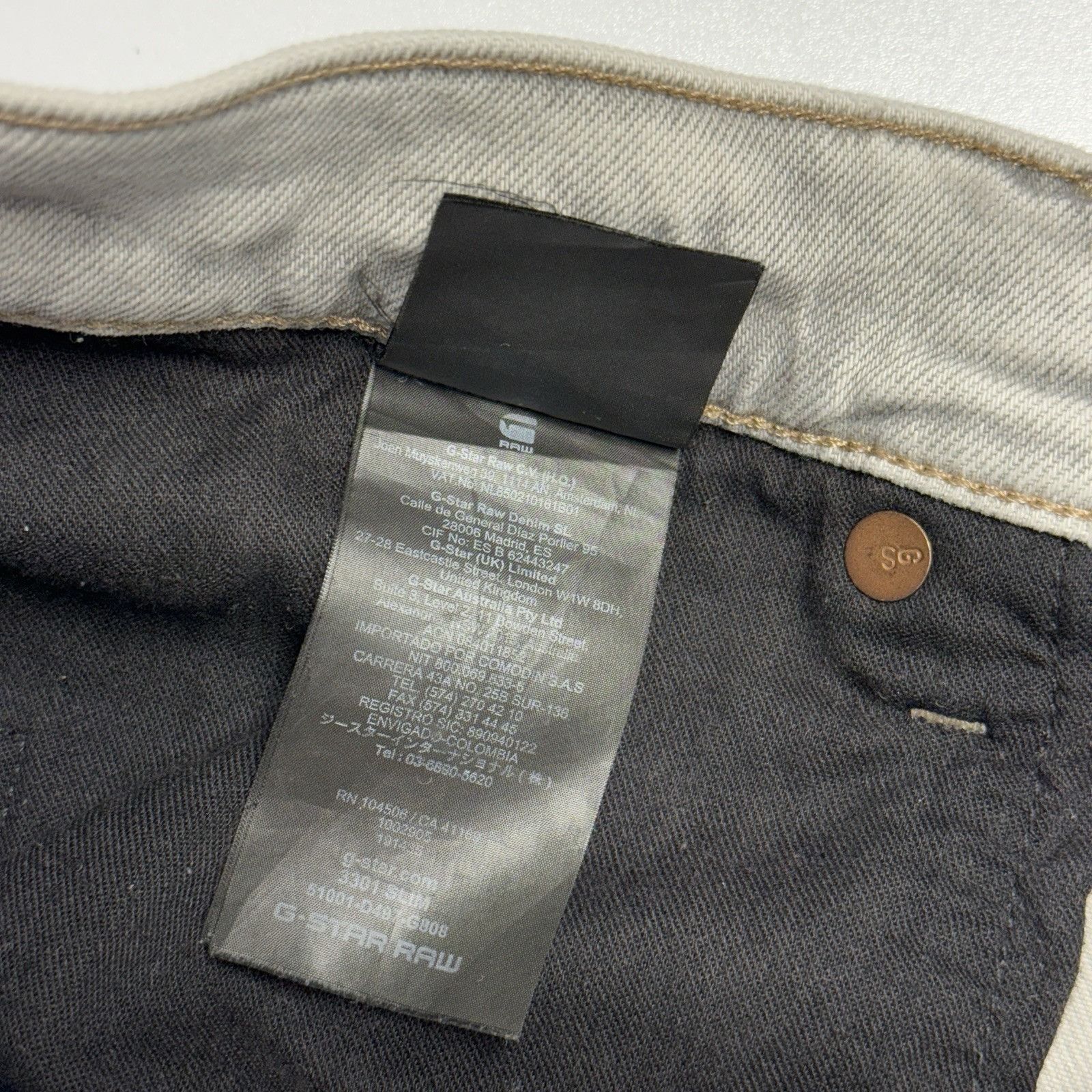 G-Star G-Star Original Raw Denim Jeans Mens Gray 3301 Slim 32x30 (3 Size US 33 - 9 Thumbnail