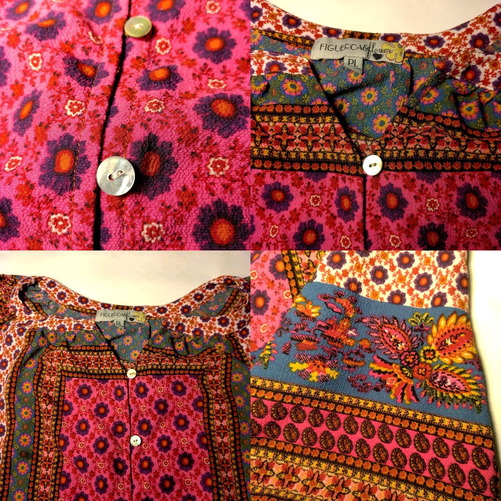 Vintage Figueroa & Flower Blouse Petite PL Button Up Tapestry Floral Tie Waist Boho Shirt Womens Size L / US 10 / IT 46 - 9 Thumbnail