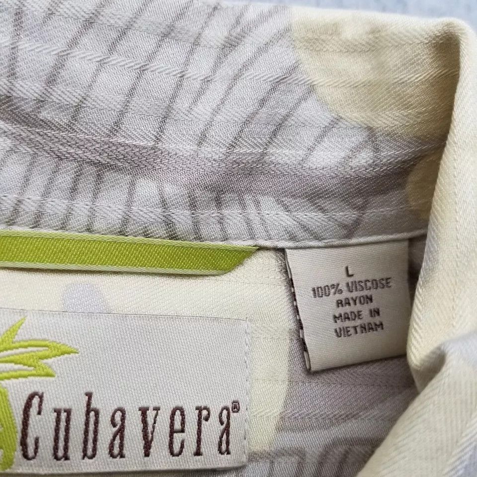 Cubavera Cubavera Shirt Mens Large Tan Hawaiian Floral Button Up Size US L / EU 52-54 / 3 - 7 Thumbnail