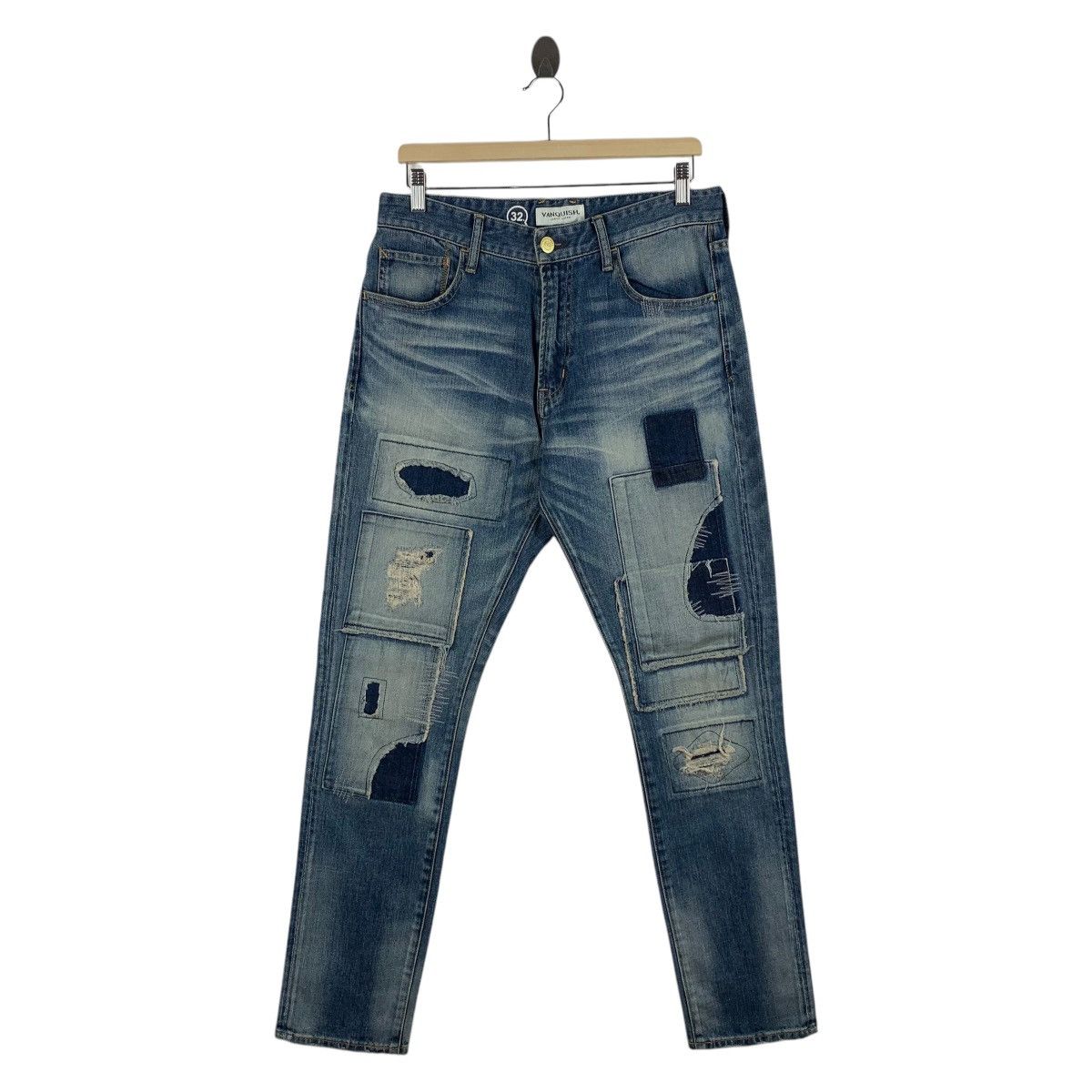 Japanese Brand × Vanquish VANQUISH Distressed patchwork blue jeans Size 32" / US 10 / IT 46 - 1 Thumbnail