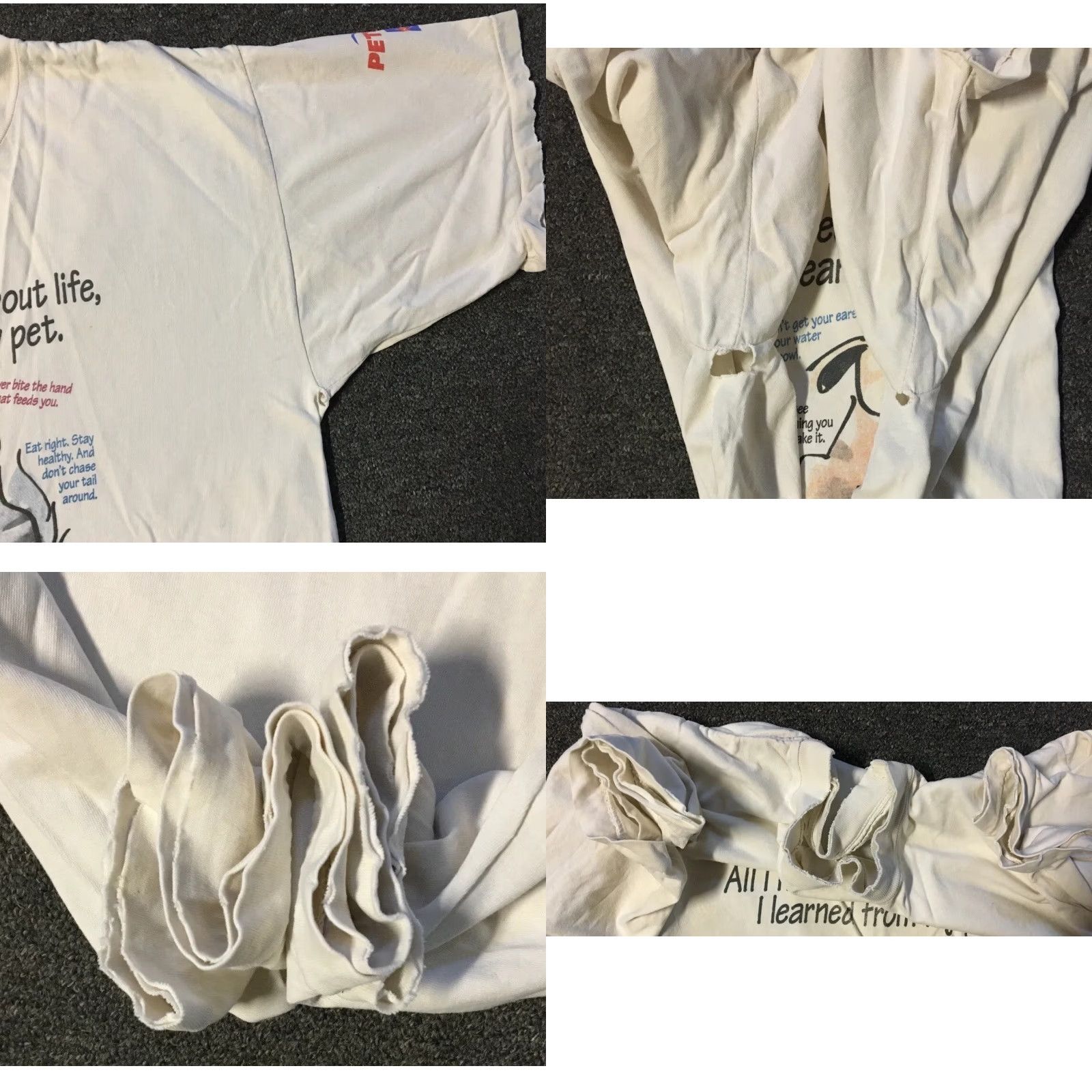 Vintage VINTAGE 90s I Learned From My Pet Thrashed Faded Shirt M White Short Sleeve Mens T-Shirt Dog Cat Grunge Hip Hop Pet Humor Size US M / EU 48-50 / 2 - 8 Thumbnail