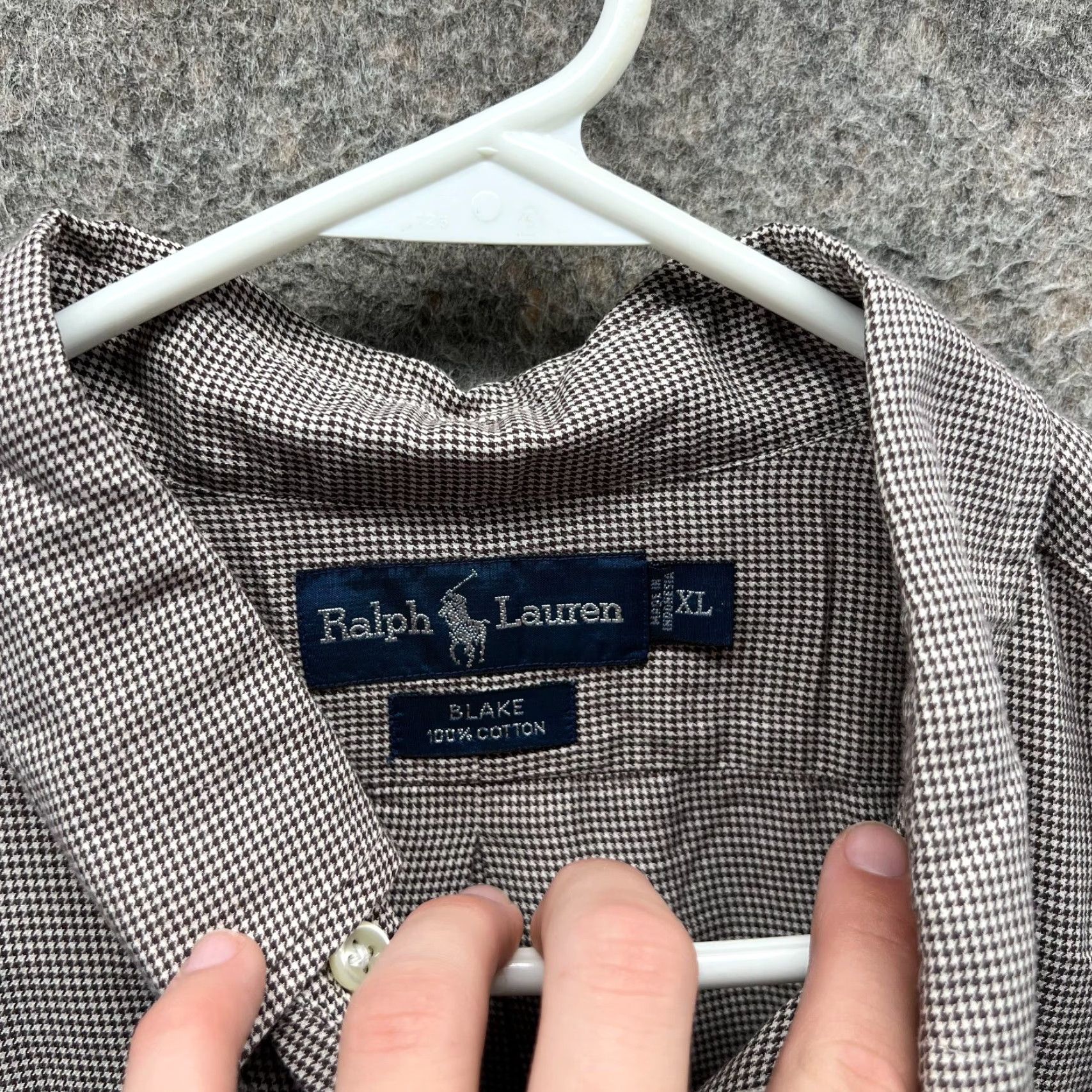 Polo Ralph Lauren VINTAGE Polo Ralph Lauren Shirt Mens XL Brown Button-Down Houndstooth Oxford Size US XL / EU 56 / 4 - 4 Thumbnail