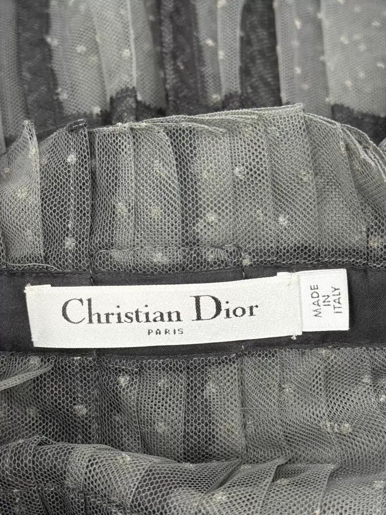 Dior Dior Black polka dot mesh stitching lace skirt Size 25" / US 0 / IT 36 - 4 Thumbnail