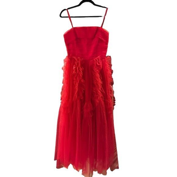 Bcbgmaxazria BCBG Max Azria Strapless Ruffle-Trimmed Gown 🌹 Size L / US 10 / IT 46 - 7 Thumbnail