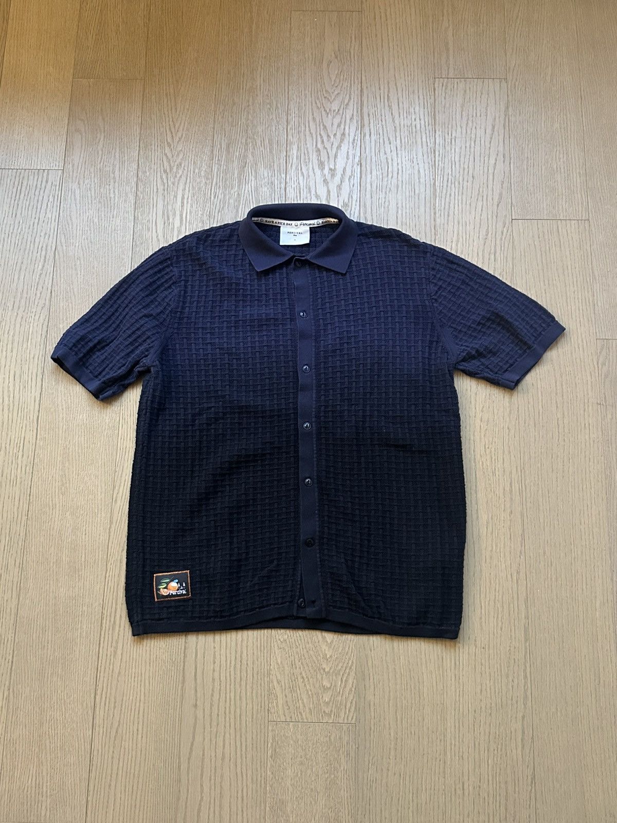 Percival Dark Blue Dip Dab Knit Polo Size US M / EU 48-50 / 2 - 1 Thumbnail