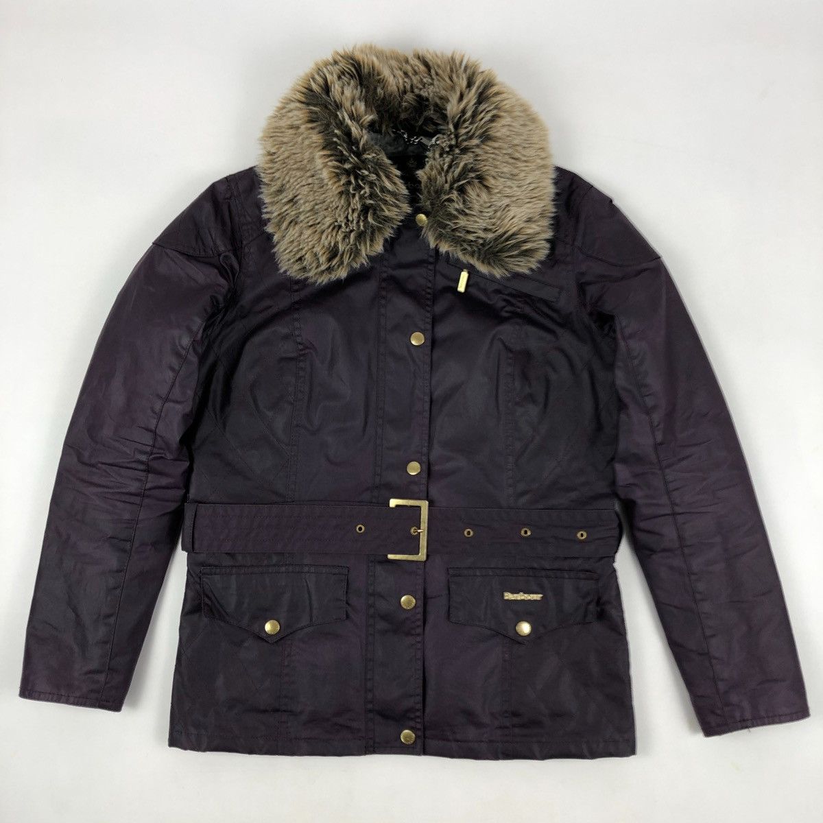Barbour × Belstaff Women's INTERNATIONAL Ferrera Wax Purple Motorcycle Bomber Jacket Coat Size M / US 6-8 / IT 42-44 - 6 Thumbnail
