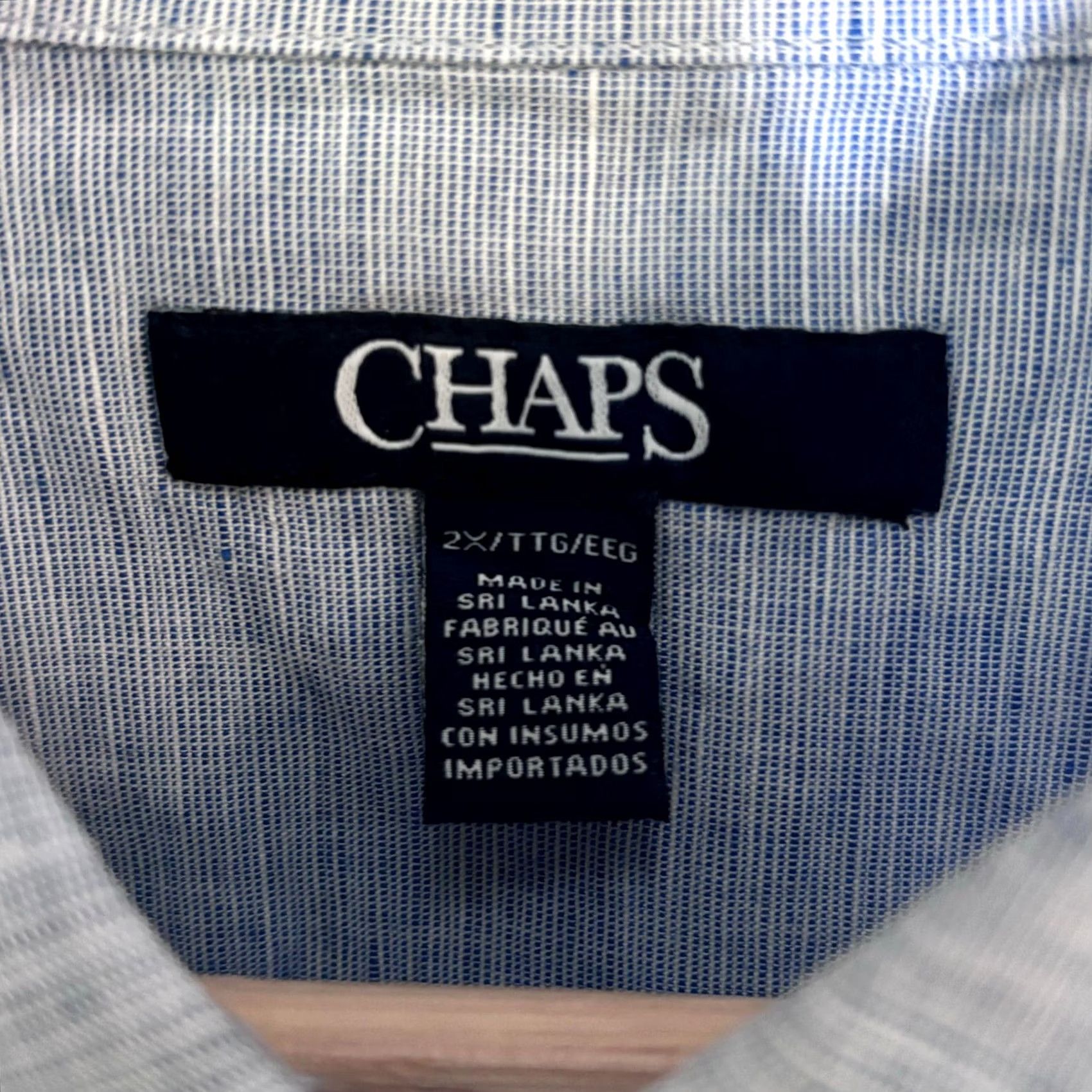 Chaps Chaps Shirt Size 2X Blue Linen Cotton Easy Care Button Up Long Sleeve Women's Size XXL / US 16-18 / IT 52-54 - 3 Thumbnail