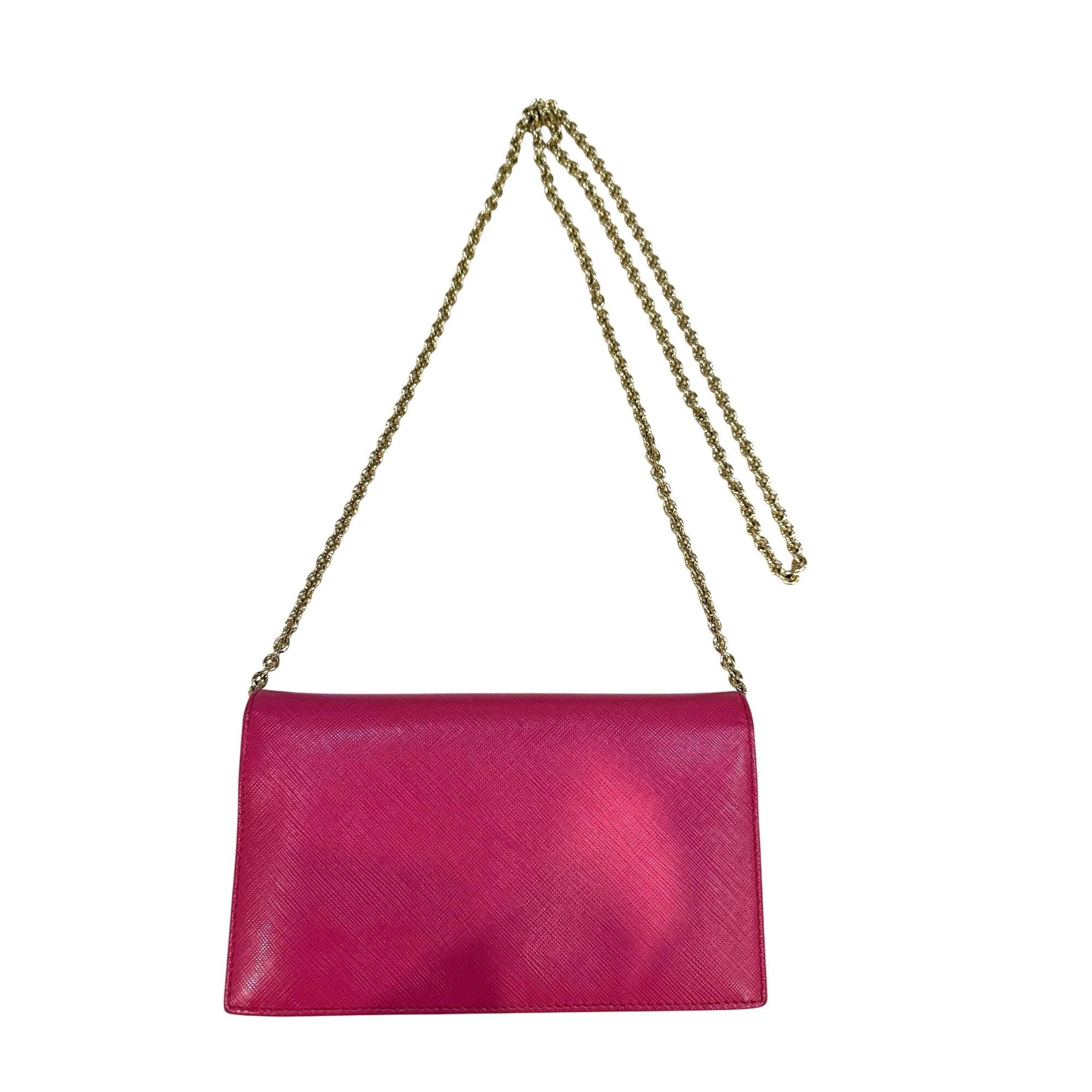 Salvatore Ferragamo Salvatore Ferragamo Pink Leather Chain Strap Clutch With Gol Size ONE SIZE - 2 Thumbnail