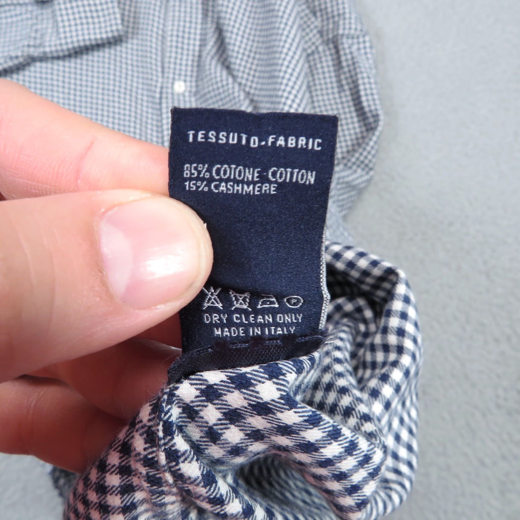 Vintage Larusmiani Milano Shirt Mens 45 XL Cashmere Cotton Navy White Gingham Check Blue Shirt Mens XL 45 Navy Blue Designer Italian | Larusmiani Size US XXL / EU 58 / 5 - 4 Thumbnail