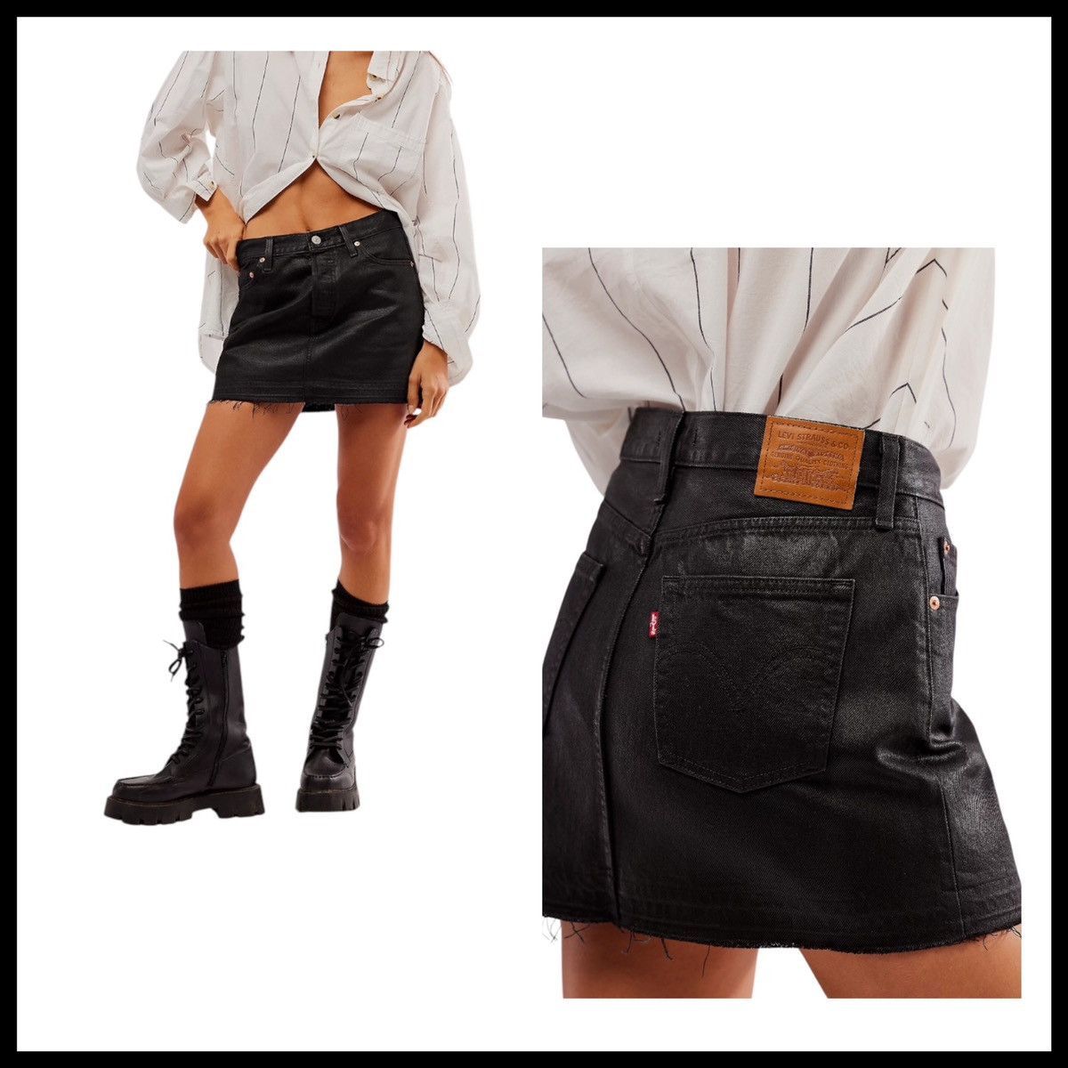 Levi's Icon Premium Coated Denim Skirt Size 27" / US 4 / IT 40 - 1 Thumbnail