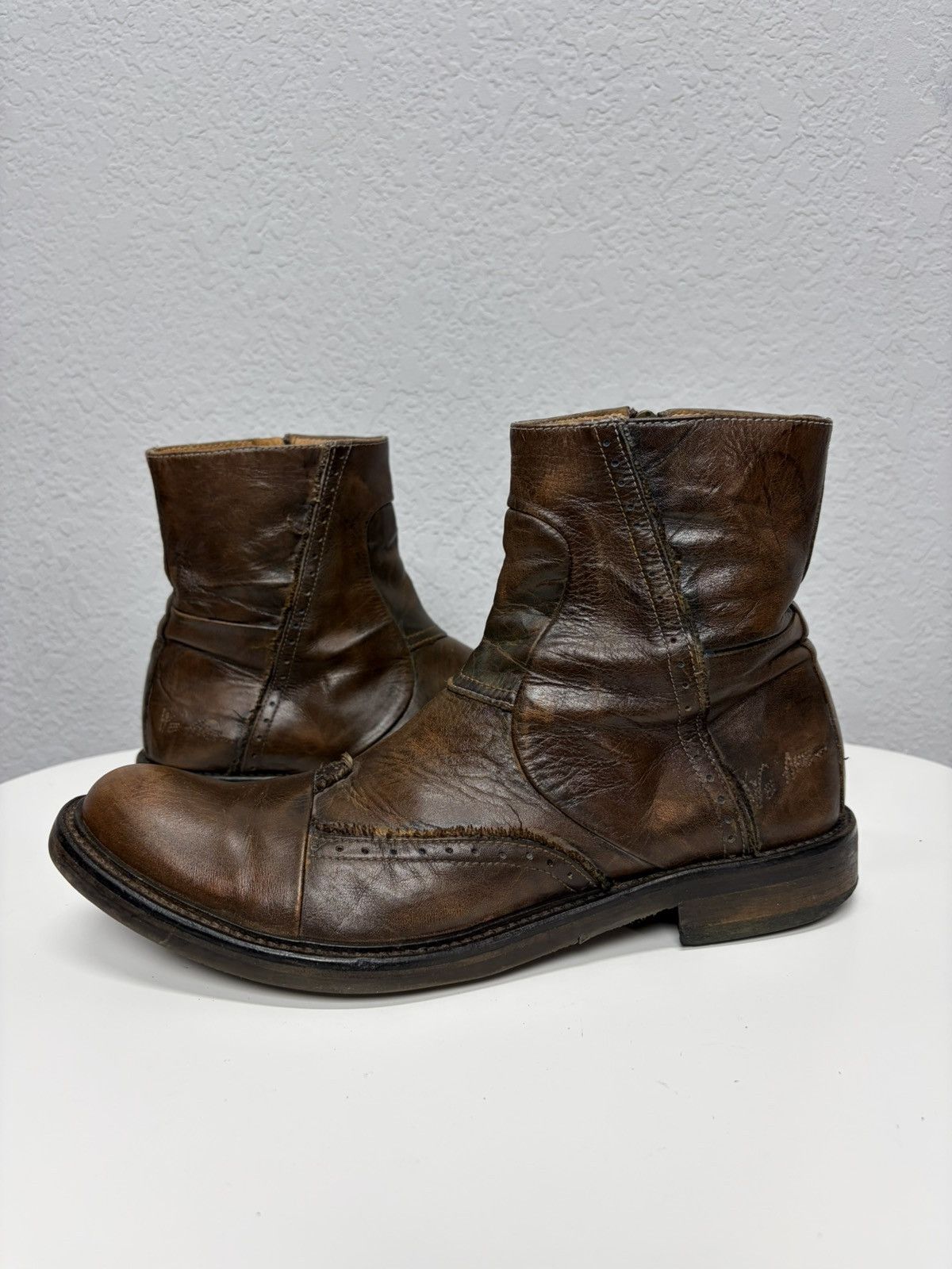 If Six Was Nine Vintage Italian AS 98 Rick Owens Style Leather Biker Boots Size US 9 / EU 42 - 6 Thumbnail