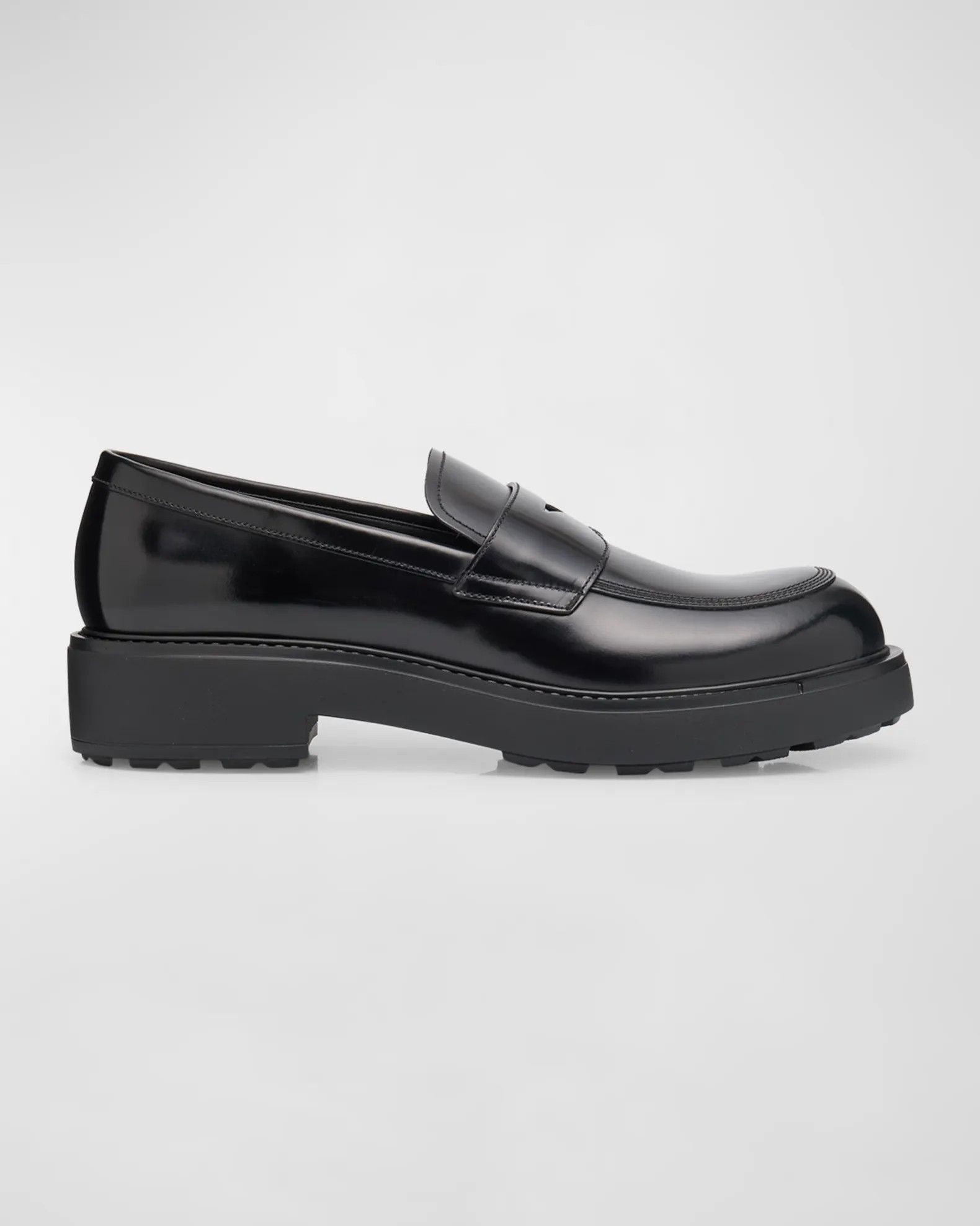 Prada o1la1rc1a0925 Diapason Leather Penny Loafers in Black Size US 10 / EU 43 - 1 Thumbnail