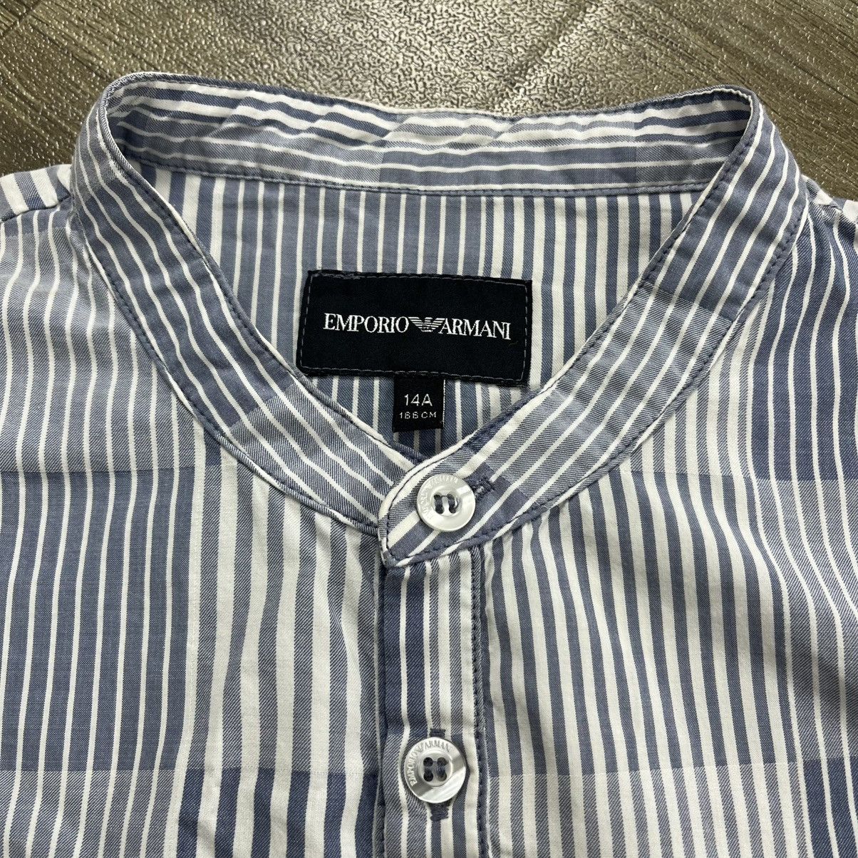 Emporio Armani Vintage Emporio Armani Striped Mandarin Collar Shirt Size US S / EU 44-46 / 1 - 4 Thumbnail