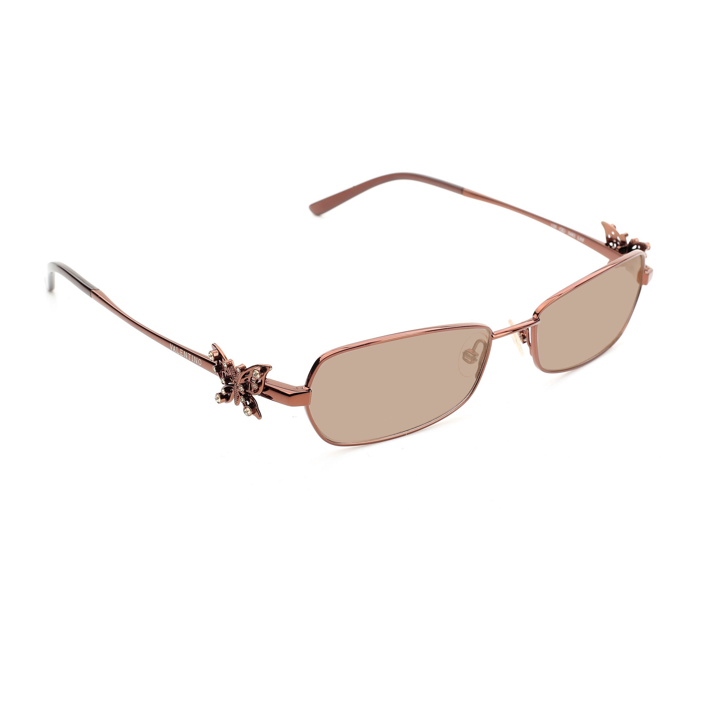 Valentino Valentino '90s Brass Crystal Butterfly Detail Sunglasses Size ONE SIZE - 1 Thumbnail