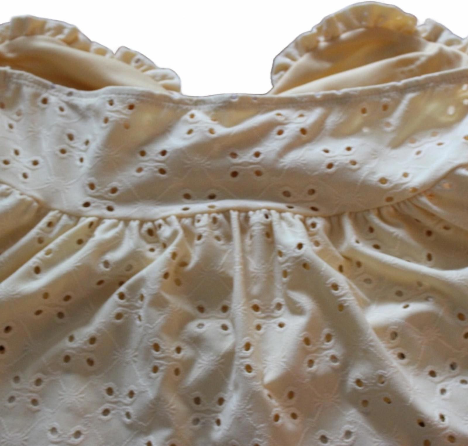 Shein SHEIN Yellow Eyelet Tie-Back Crop Top Small NWOT Size S / US 4 / IT 40 - 6 Thumbnail