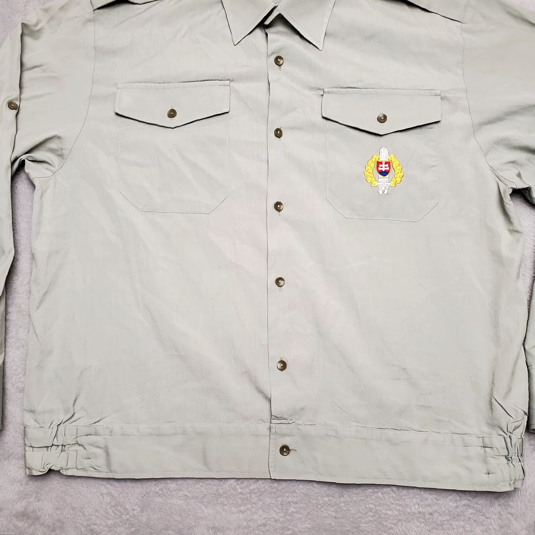 Epaulet VINTAGE Slovak Shirt Mens Large Gray Long Sleeve Coat of Arms Safari Epaulet Size US L / EU 52-54 / 3 - 2 Thumbnail