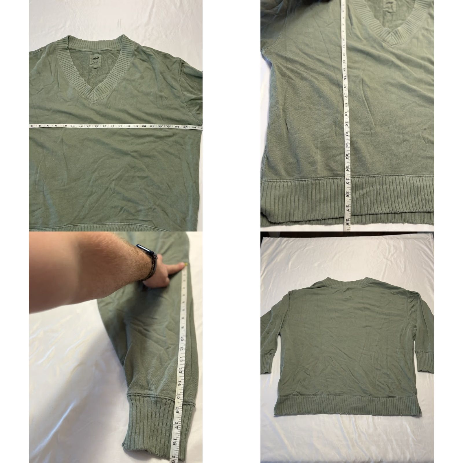 Vintage Aerie Sweatshirt Women Oversized Green Pullover V-Neck Long Sleeve M Regular Activewear Lounge Comfort Size M / US 6-8 / IT 42-44 - 8 Thumbnail