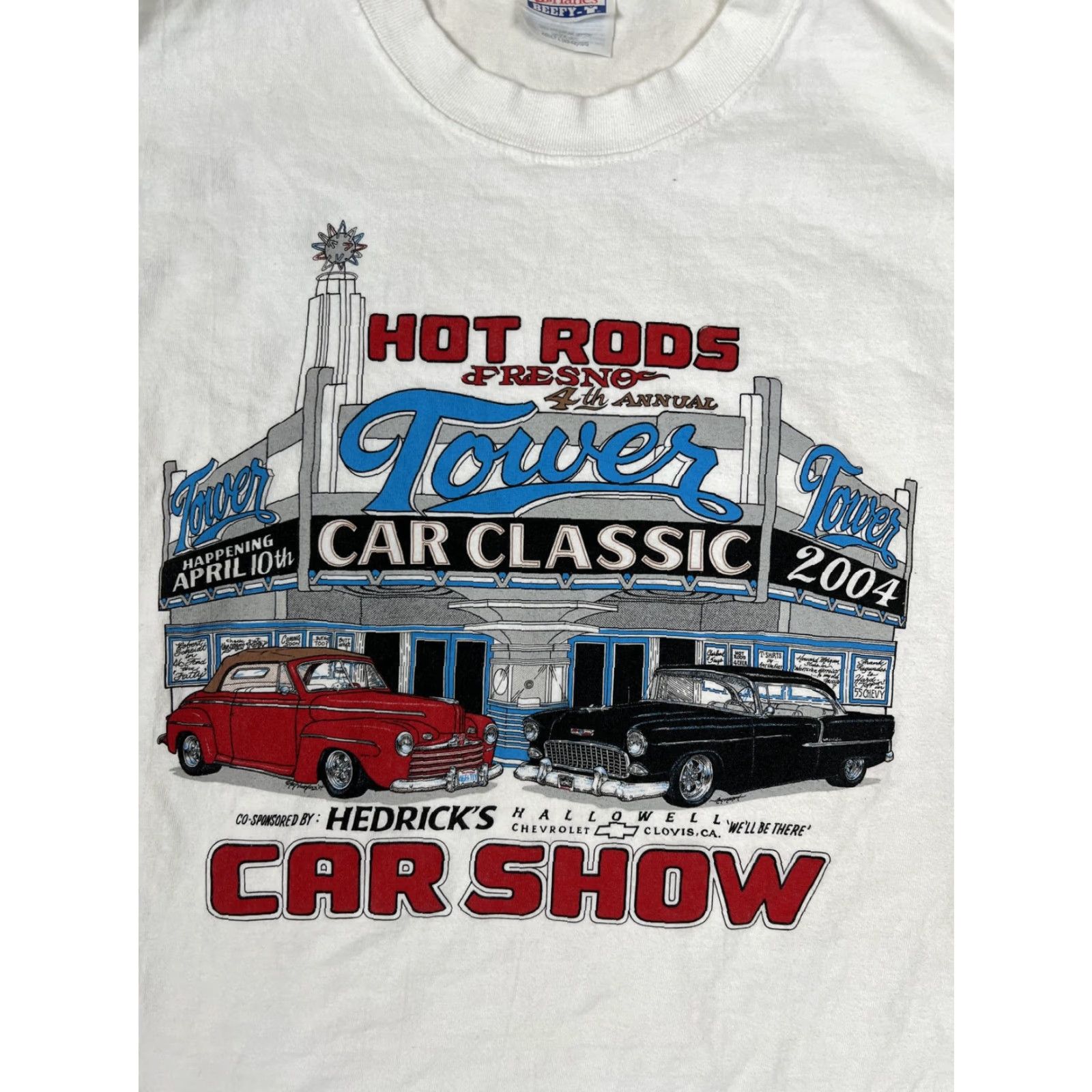Hanes VINTAGE Hot Rods Fresno Car Show T-Shirt Mens Large White Hanes Beefy-T 2004 Size US L / EU 52-54 / 3 - 2 Thumbnail