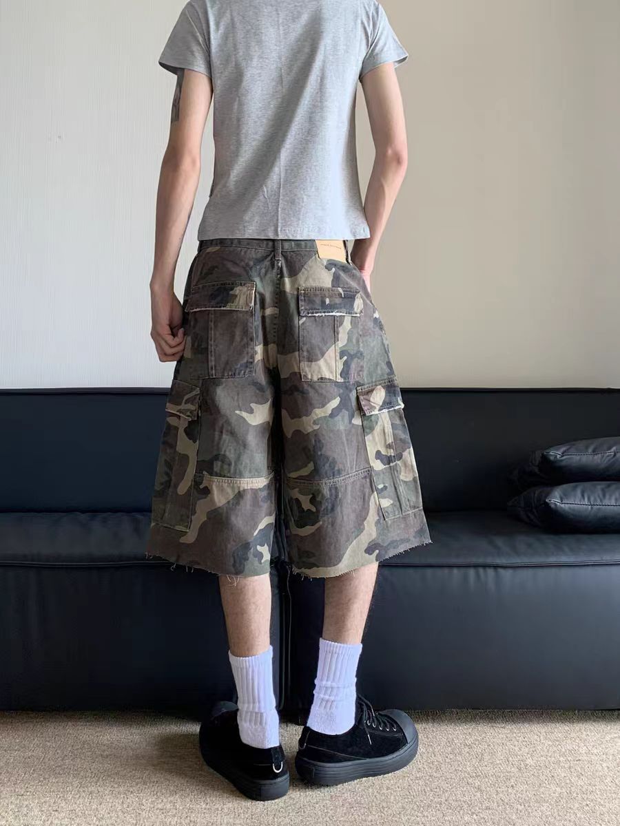 Japanese Brand Vintage Washed Camo Multi-Pocket Workwear Casual Shorts Size US 32 / EU 48 - 3 Thumbnail