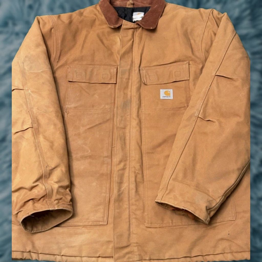 Carhartt VINTAGE Carhartt Jacket J002 BRN Traditional Jacket 2XL Tan Brown Quilt Line Workwear Mens Jazz 90s Hip Hop USA Detroit Size US XXL / EU 58 / 5 - 1 Thumbnail
