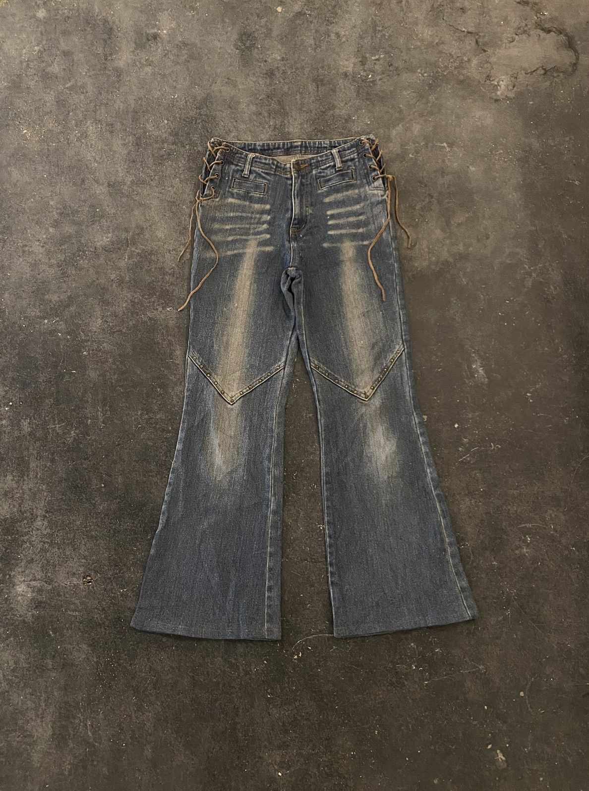 Beauty Beast Y2k lace up bootcut jeans Size US 28 / EU 44 - 1 Thumbnail