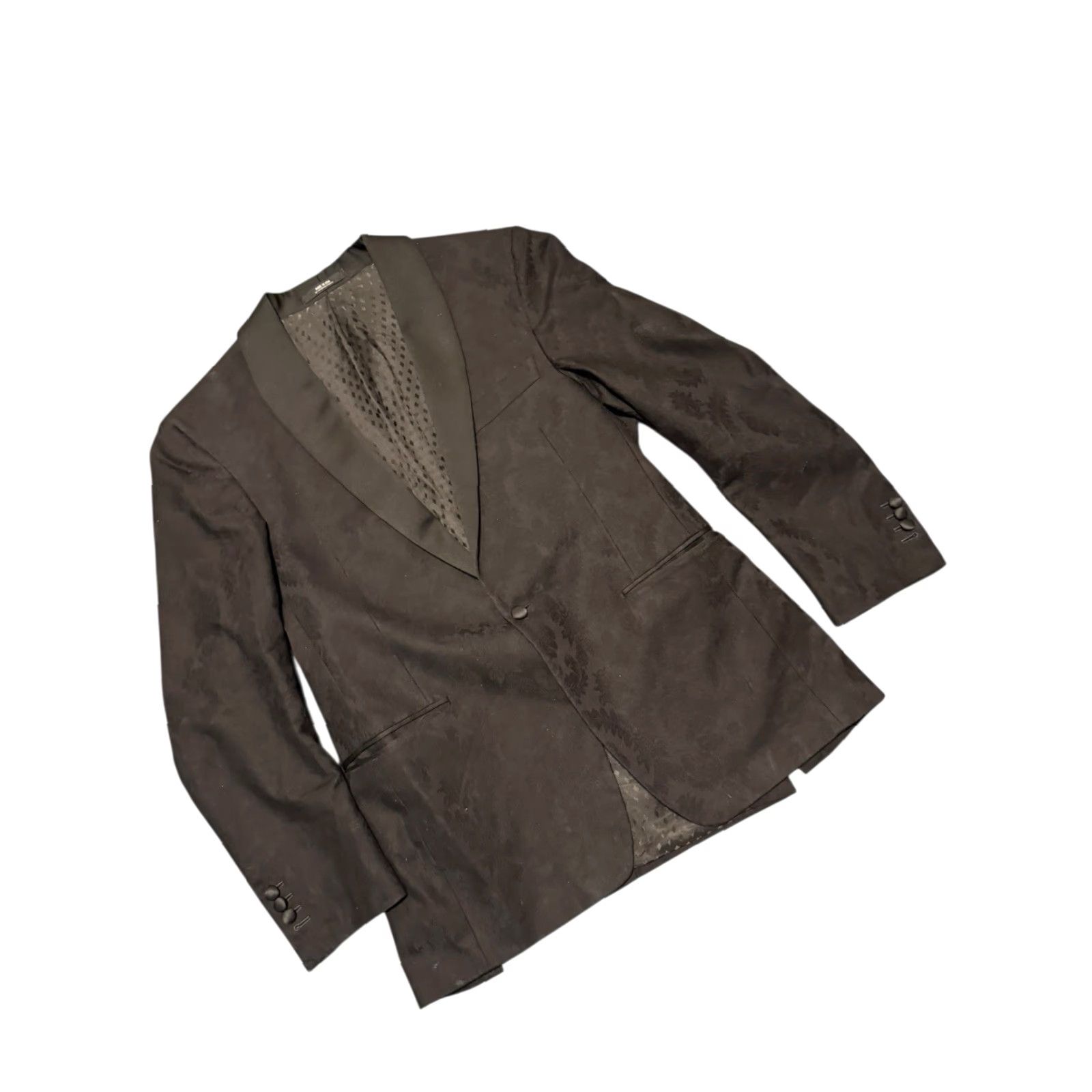 Todd Snyder TODD SNYDER Sutton Fit Black Floral Jacquard Tuxedo Dinner Jacket 44TL US Custom Size 44R - 3 Thumbnail