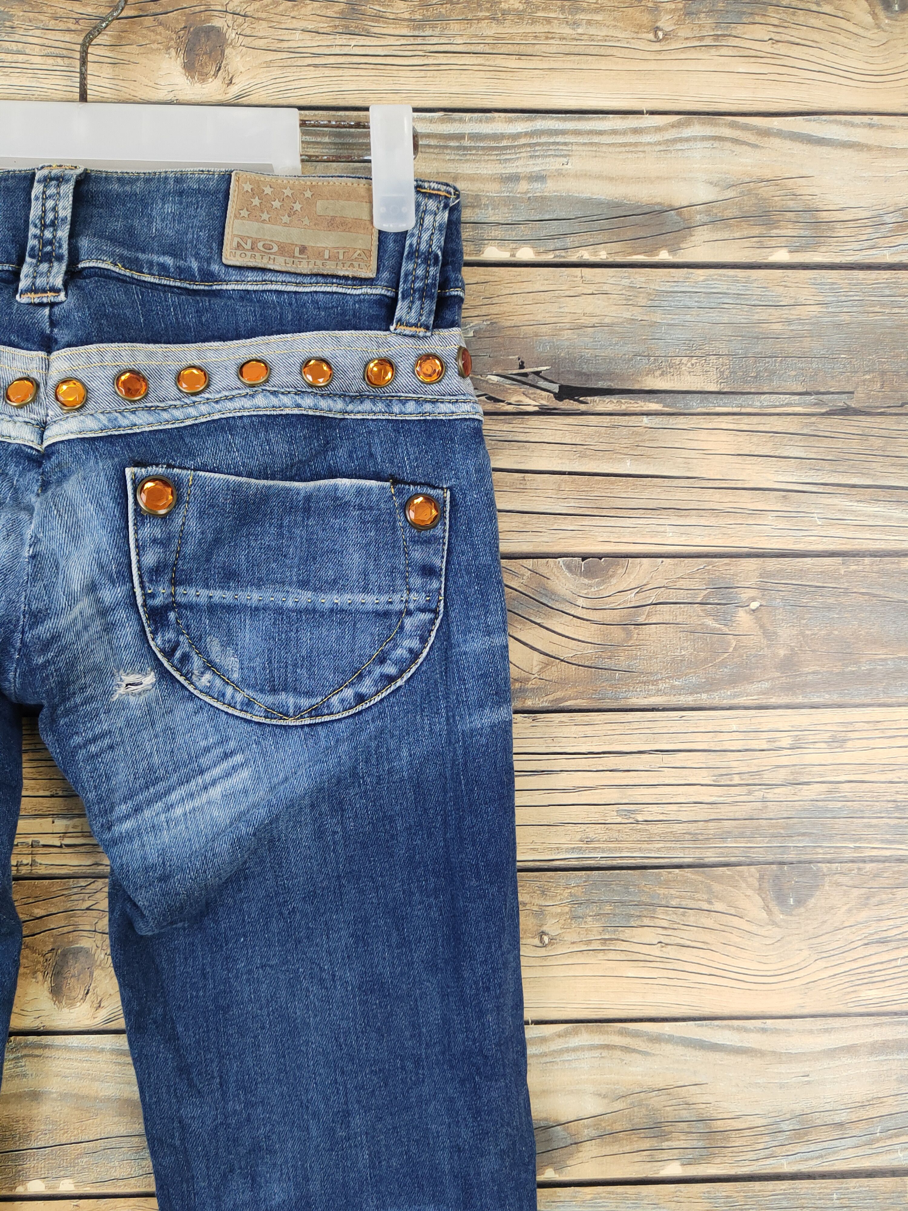 Vintage No Lita Italy Blue Distressed Ripped Jeans #W1949 Size 28" / US 6 / IT 42 - 11 Thumbnail