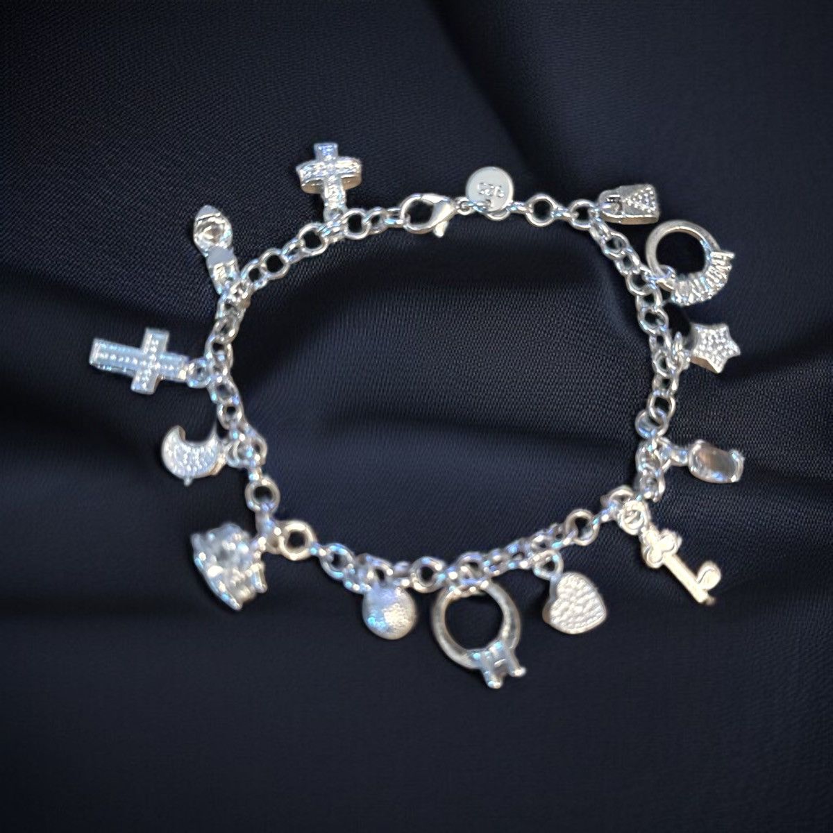 Other 925 silver rhinestone charm bracelet Size ONE SIZE - 1 Thumbnail