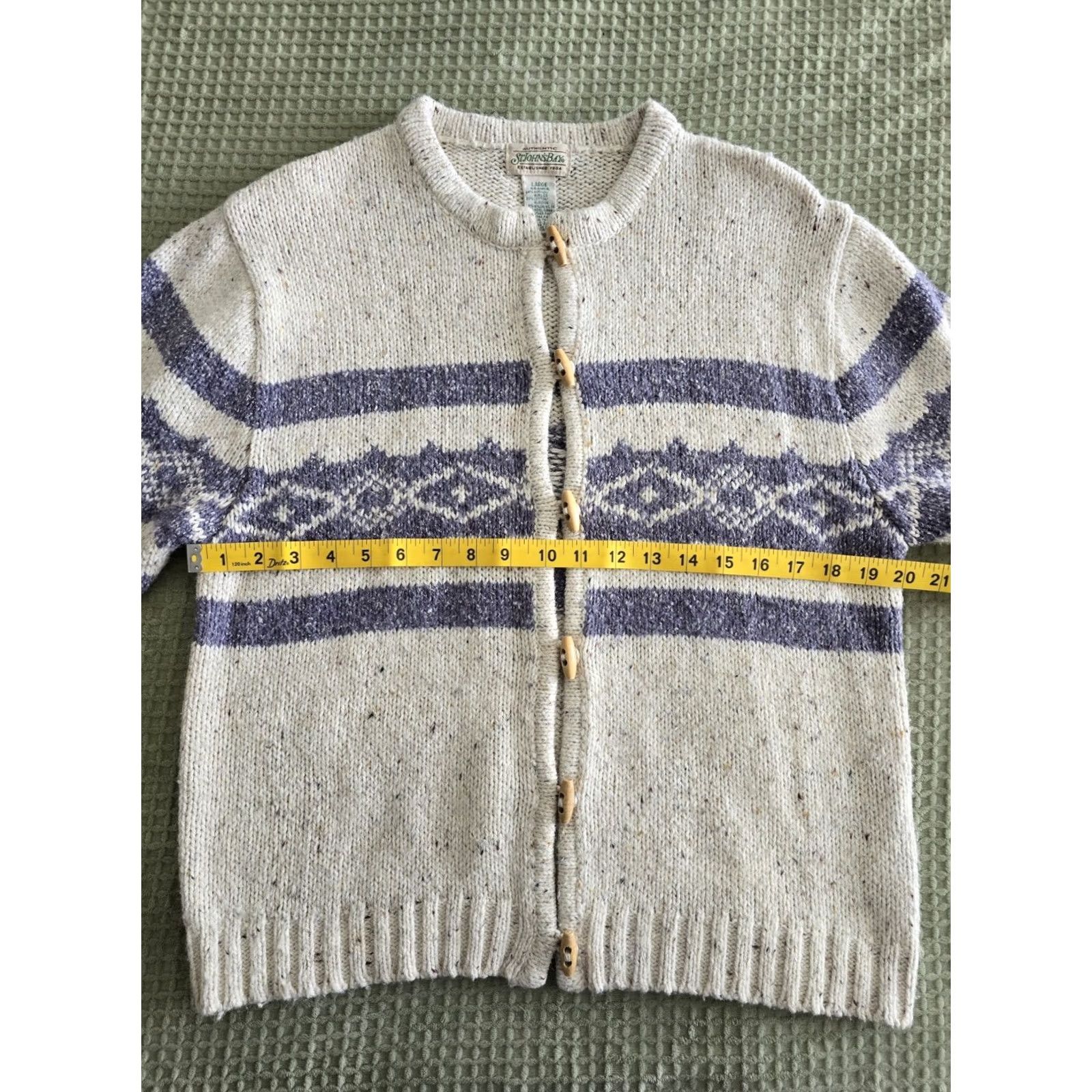 Vintage VTG St. Johns Bay Cardigan Sweater Cottagecore Wood Toggle Button Cream XS? Size L / US 10 / IT 46 - 6 Thumbnail