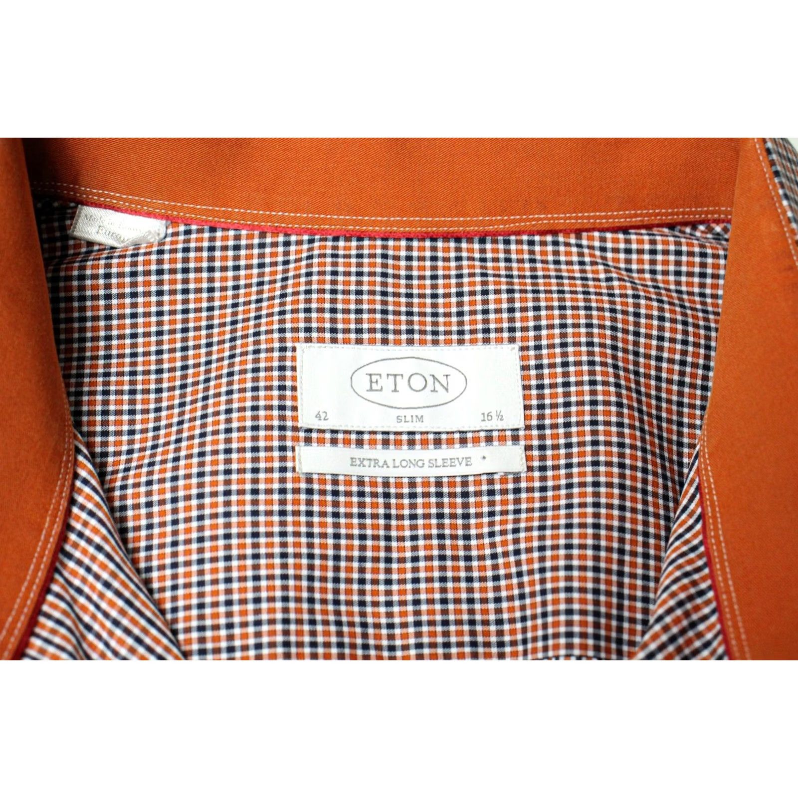 Eton Eton Slim Extra Long Sleeve Shirt Men's 42 / 16 1/2 Check Patterned Cutaway Size US XL / EU 56 / 4 - 7 Thumbnail