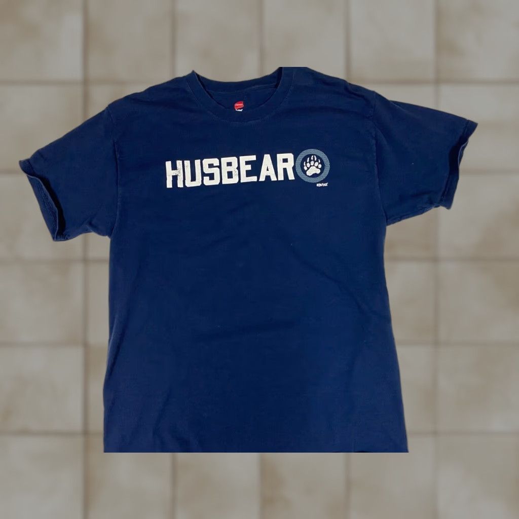 Hanes Hanes Husbear Mens T-Shirt Crew Neck Short Sleeve Blue Cotton Spandex Logo Regular L(#) Adult Men Size US L / EU 52-54 / 3 - 1 Thumbnail
