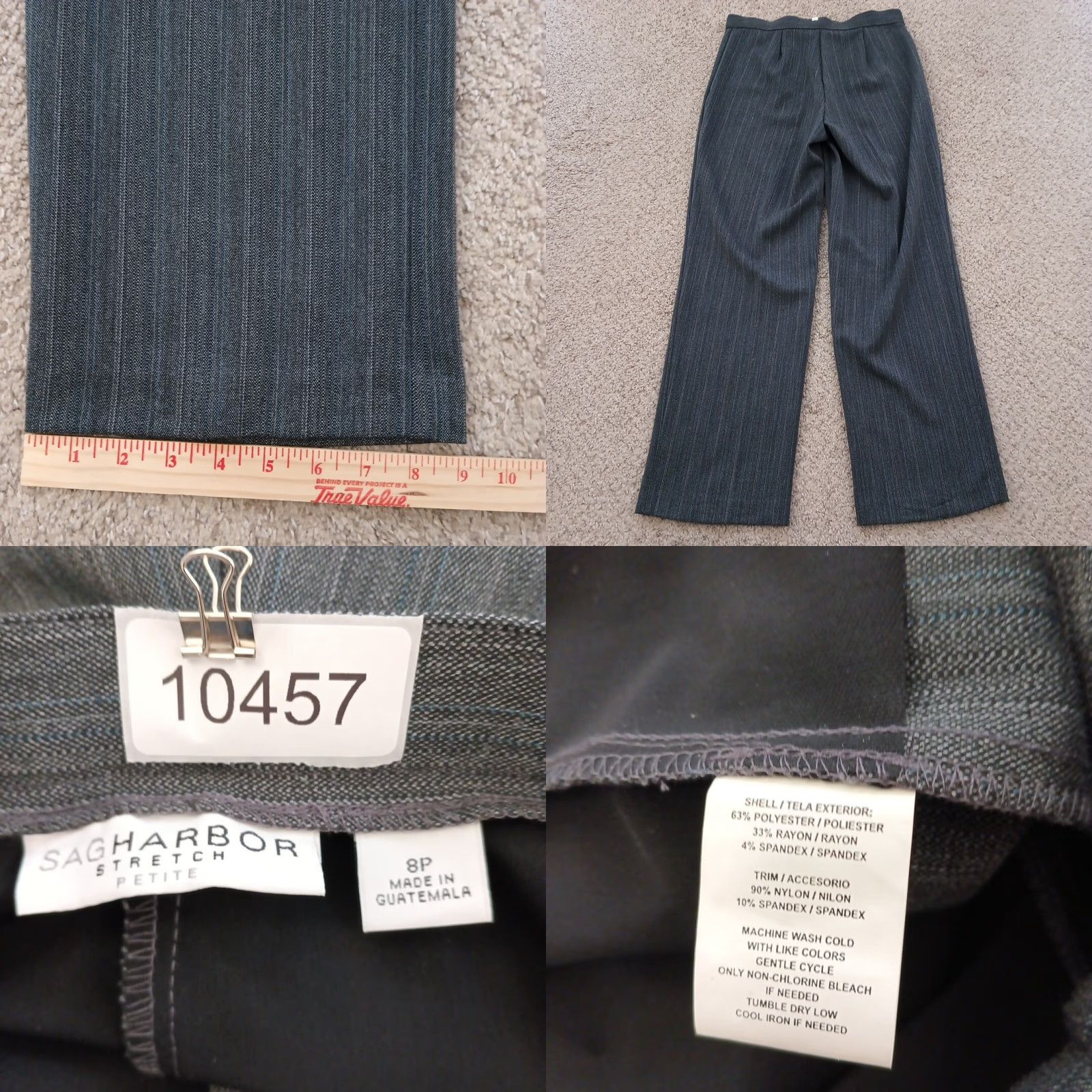 Vintage Sag Harbor Dress Pants Womens 8P Gray Striped 29x29 Mid Rise Petite Straight Pants Womens Mens Size 30" / US 8 / IT 44 - 8 Thumbnail