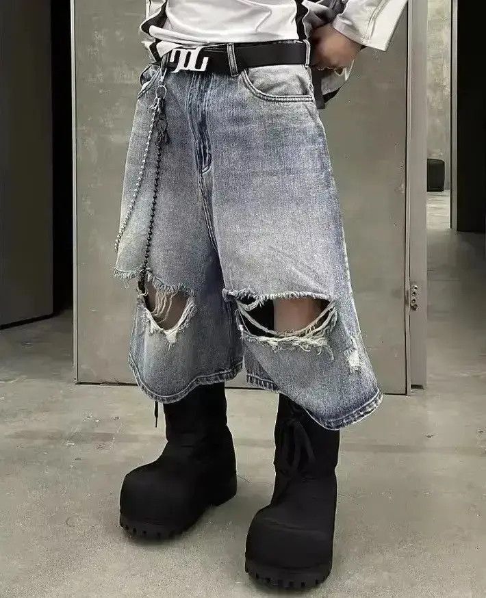 Japanese Brand Design Ripped Lux Wash Jorts Vintage Y2K Style Size US 32 / EU 48 - 5 Thumbnail