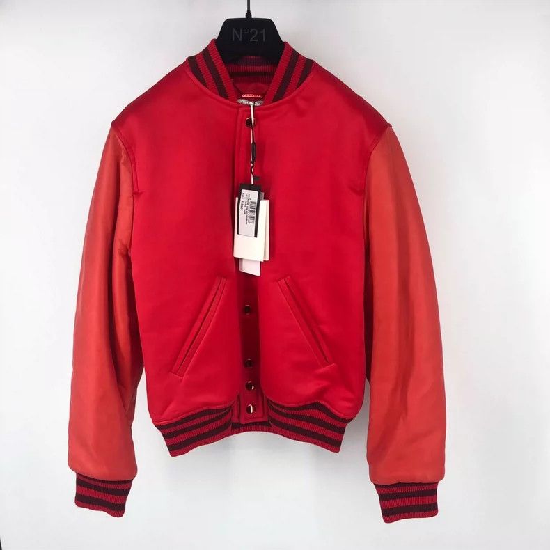 Givenchy Givenchy Red Back Letter Leather Baseball Jacket Size US S / EU 44-46 / 1 - 2 Thumbnail