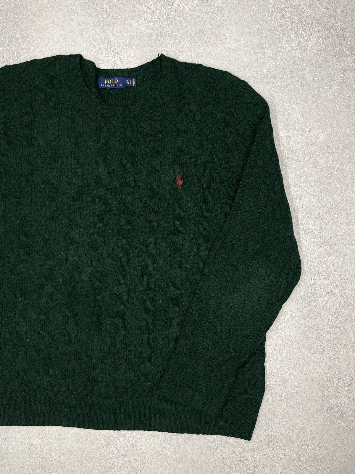 Polo Ralph Lauren Mens Polo Ralph Lauren Knitted Sweater Green Y2K Rugby Size US XL / EU 56 / 4 - 3 Thumbnail